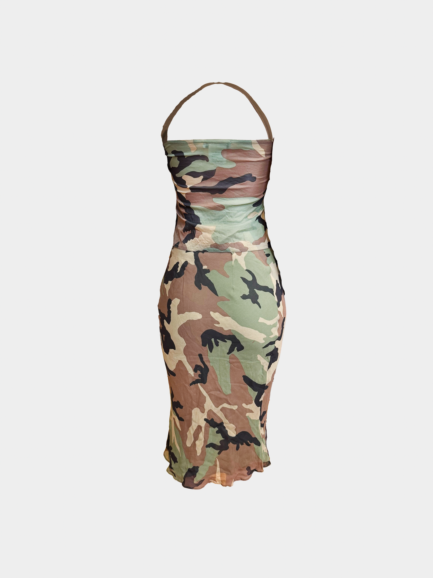 Christian Dior 2000s Green Camouflage Silk Two-Piece Set