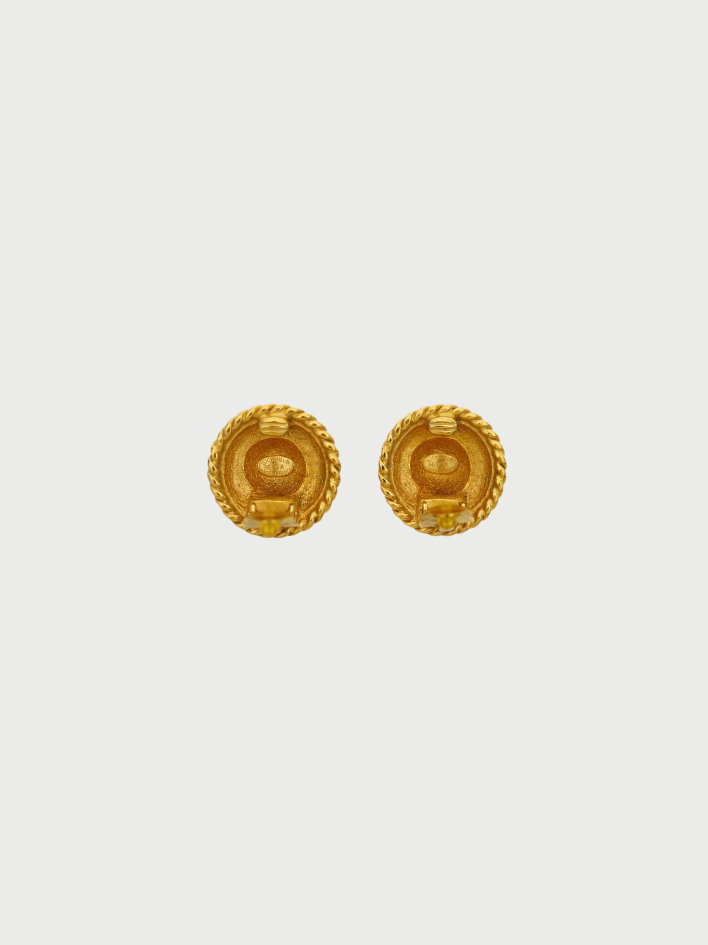 Chanel 2000s Gold Plated Metal COCO Round Earrings