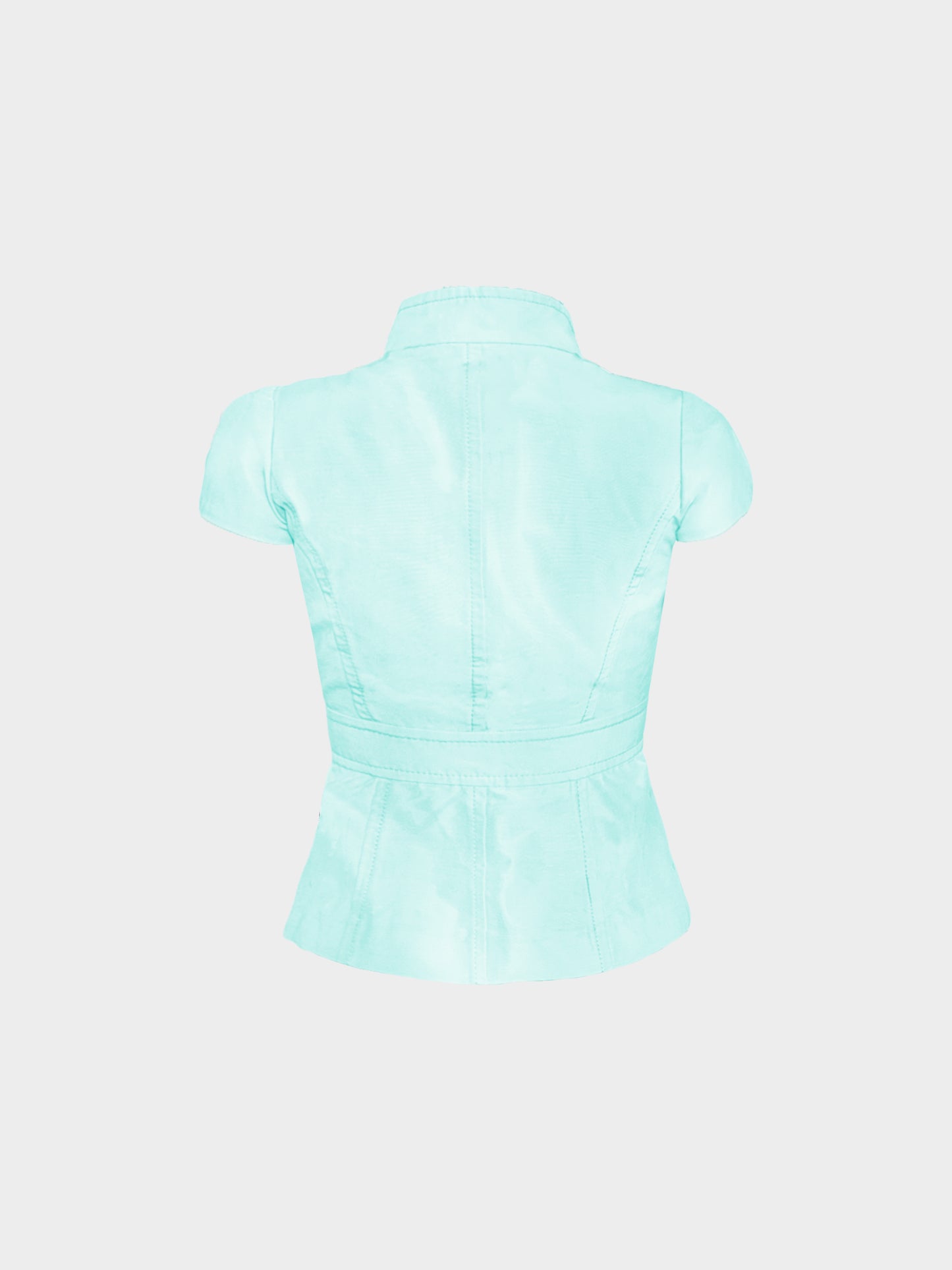 Valentino 1990s Turquoise Cotton Short Sleeve Belted Jacket