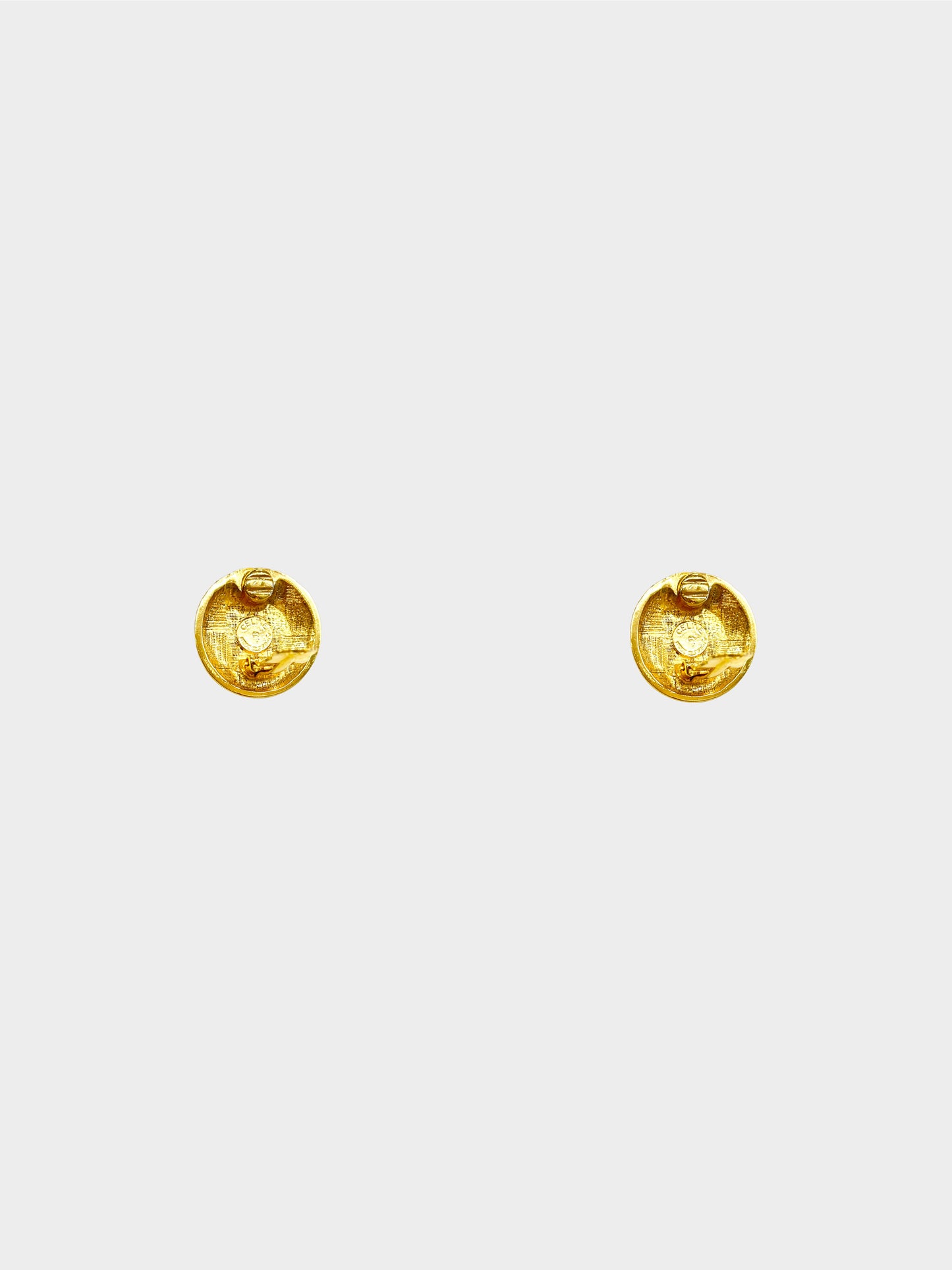 Celine 2000s Gold and Emerald Green Gripoix Clip-On Earrings