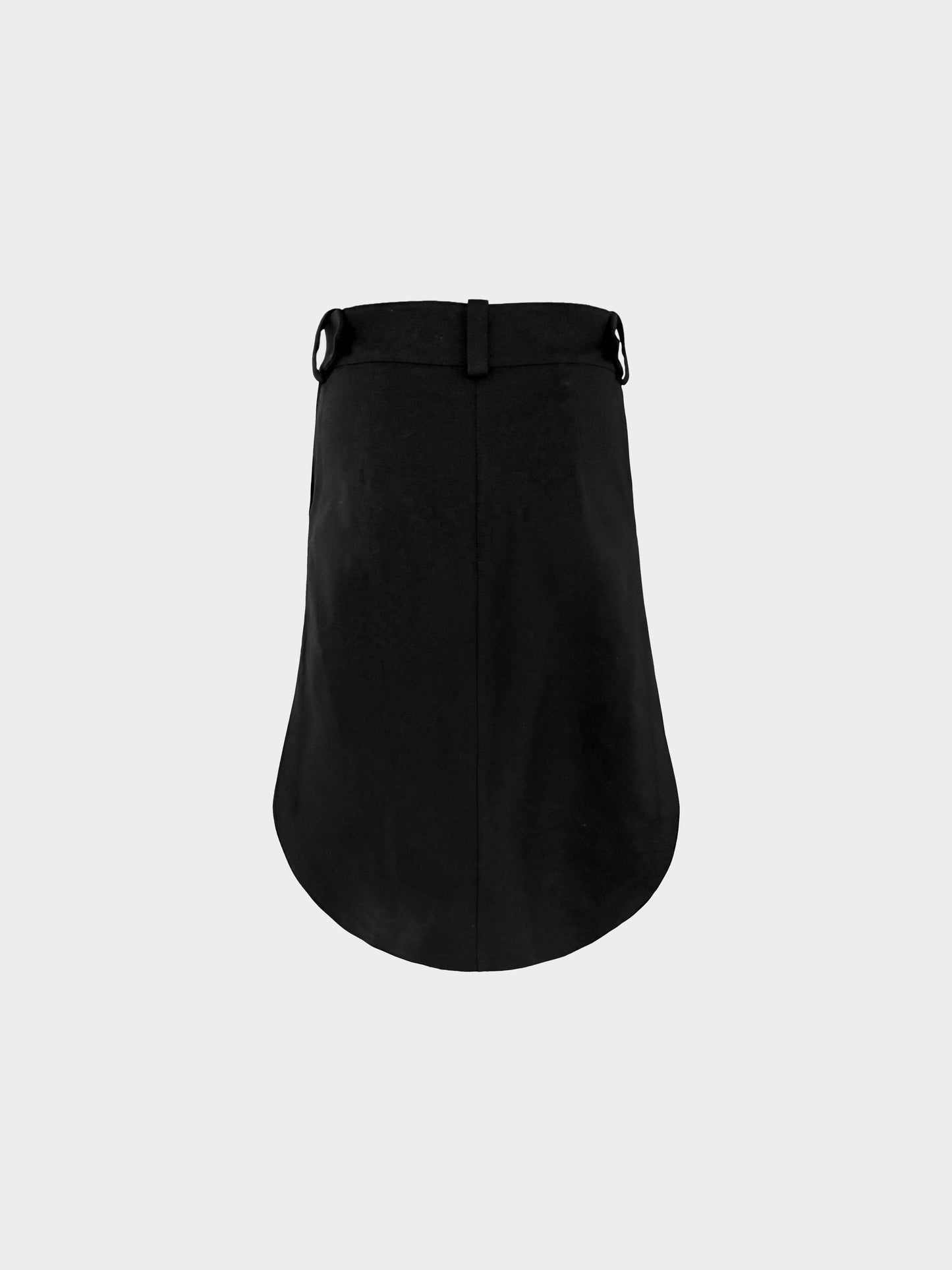 Celine by Phoebe Philo FW 2018 Black Curved Hem Wool Skirt
