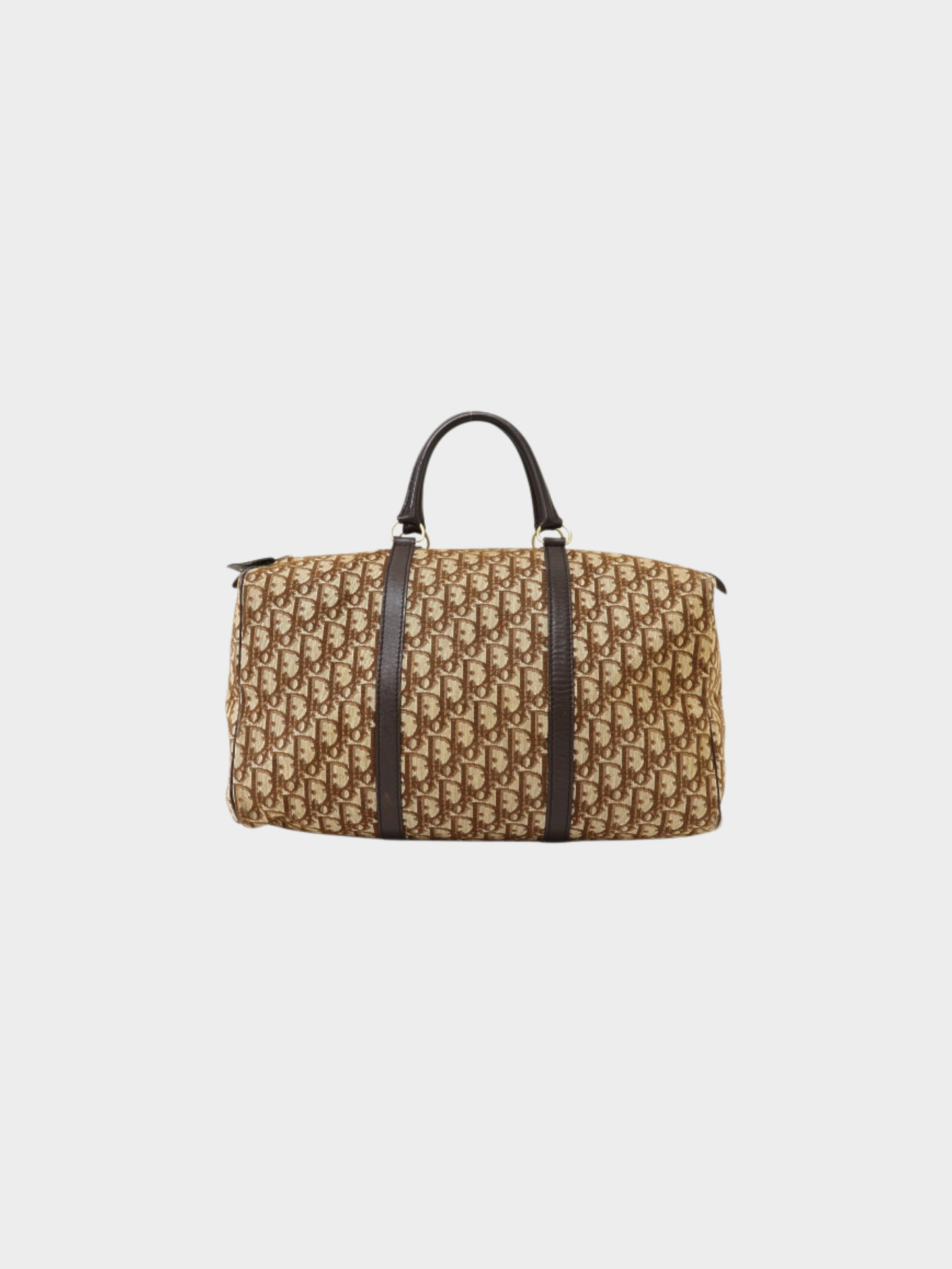Christian Dior 2000s Beige Brown Trotter Canvas Boston Bag