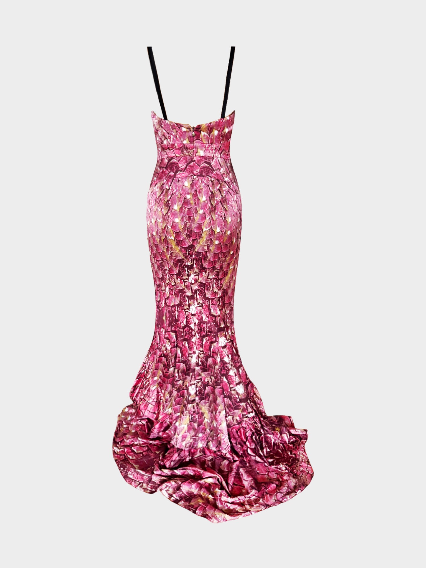 Roberto Cavalli 2000s Just Cavalli Pink Scale Pattern Print Silk Long Dress