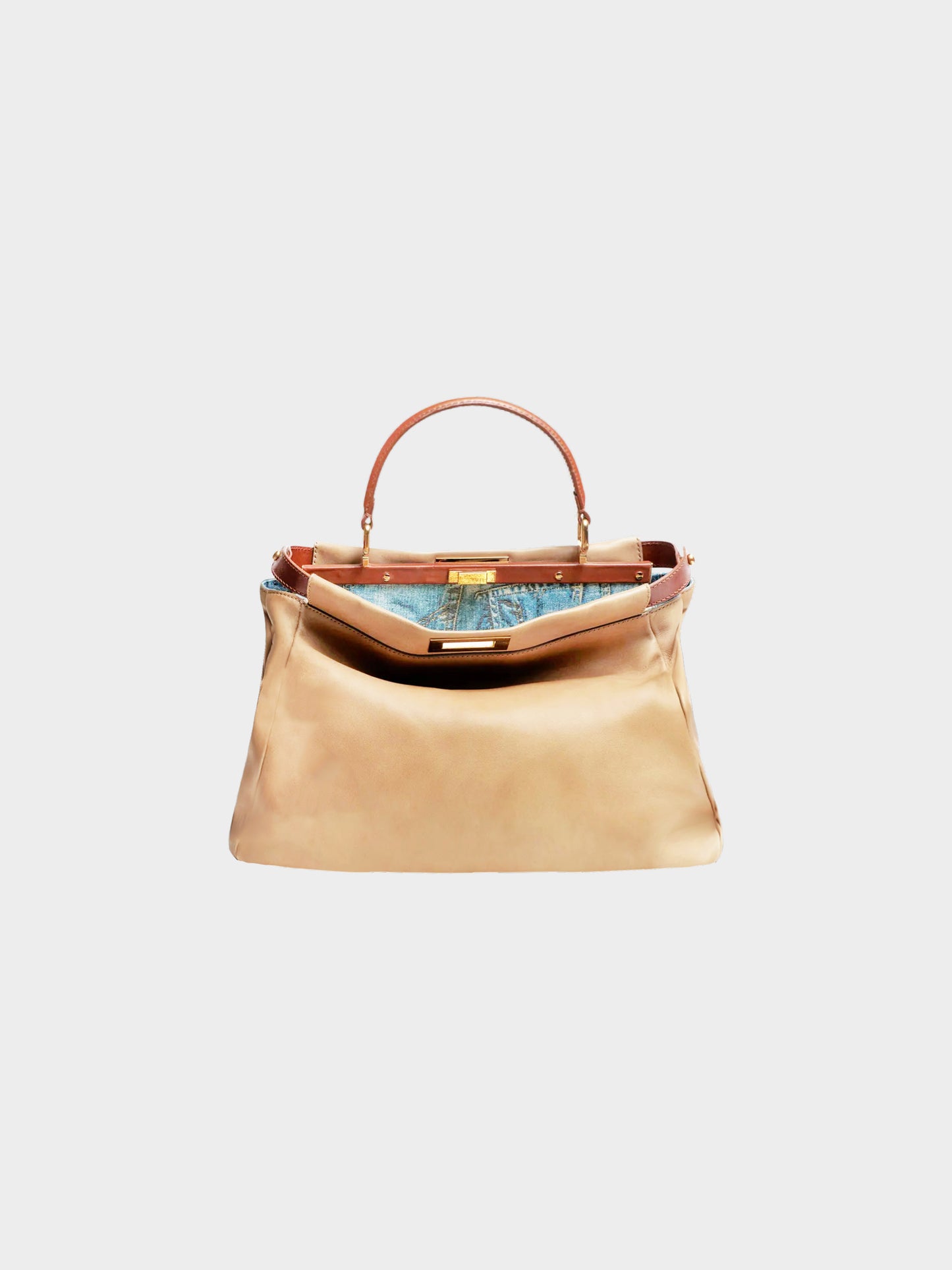 Fendi 2010s Beige and Brown Leather Large Peekaboo Bag