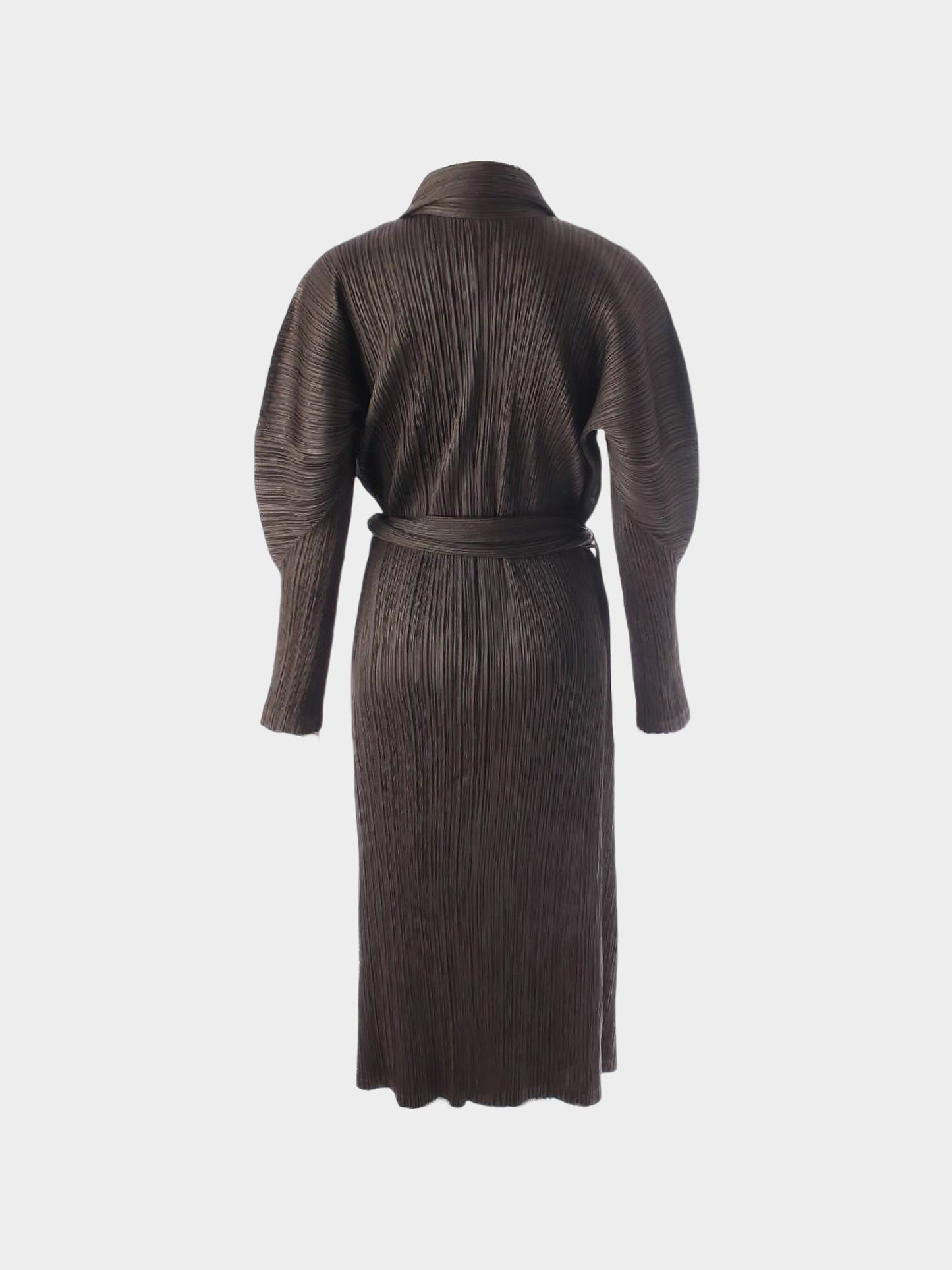 Issey Miyake Pleats Please Autumn 2012 Pleated Long Coat with Belt