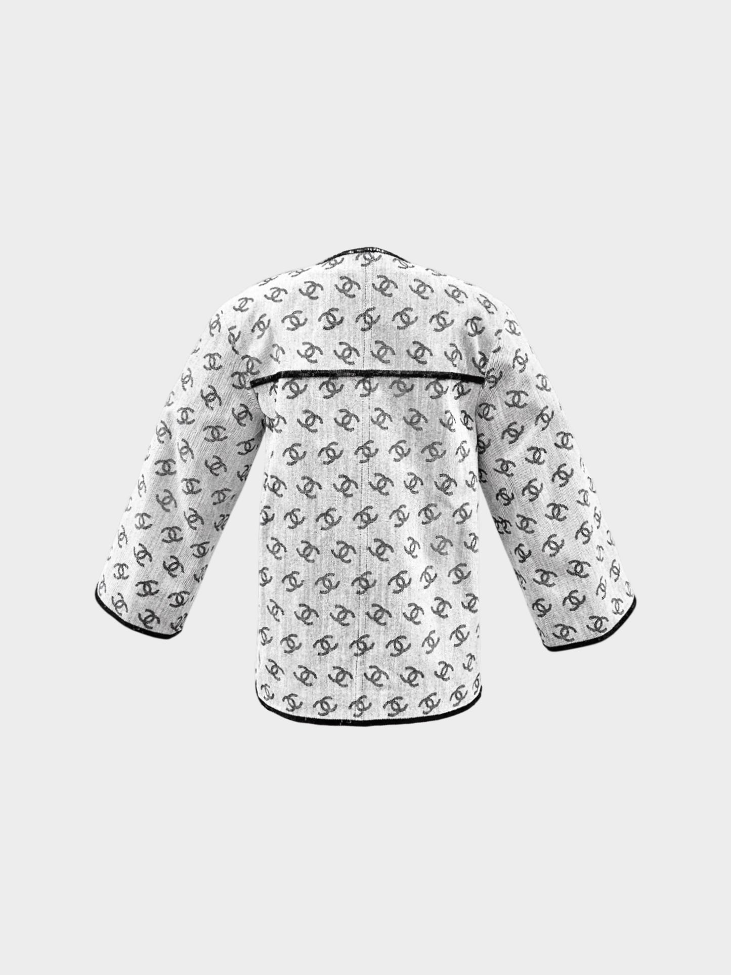 Chanel SS 2022 Denim CC Logo Print Jacket with Sequin Trim