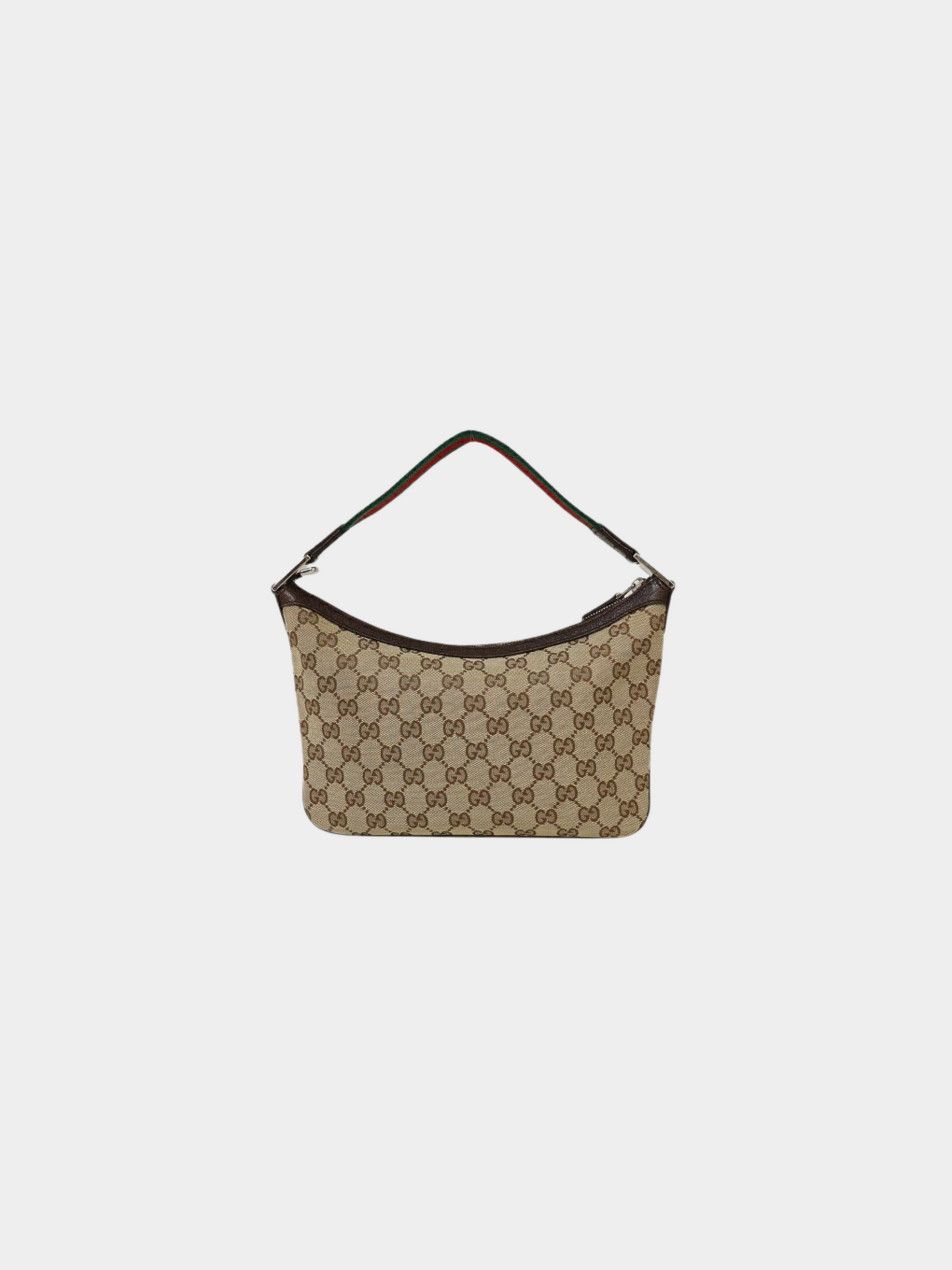 Gucci 2000s Beige Brown Sherry Line GG One-Shoulder Bag