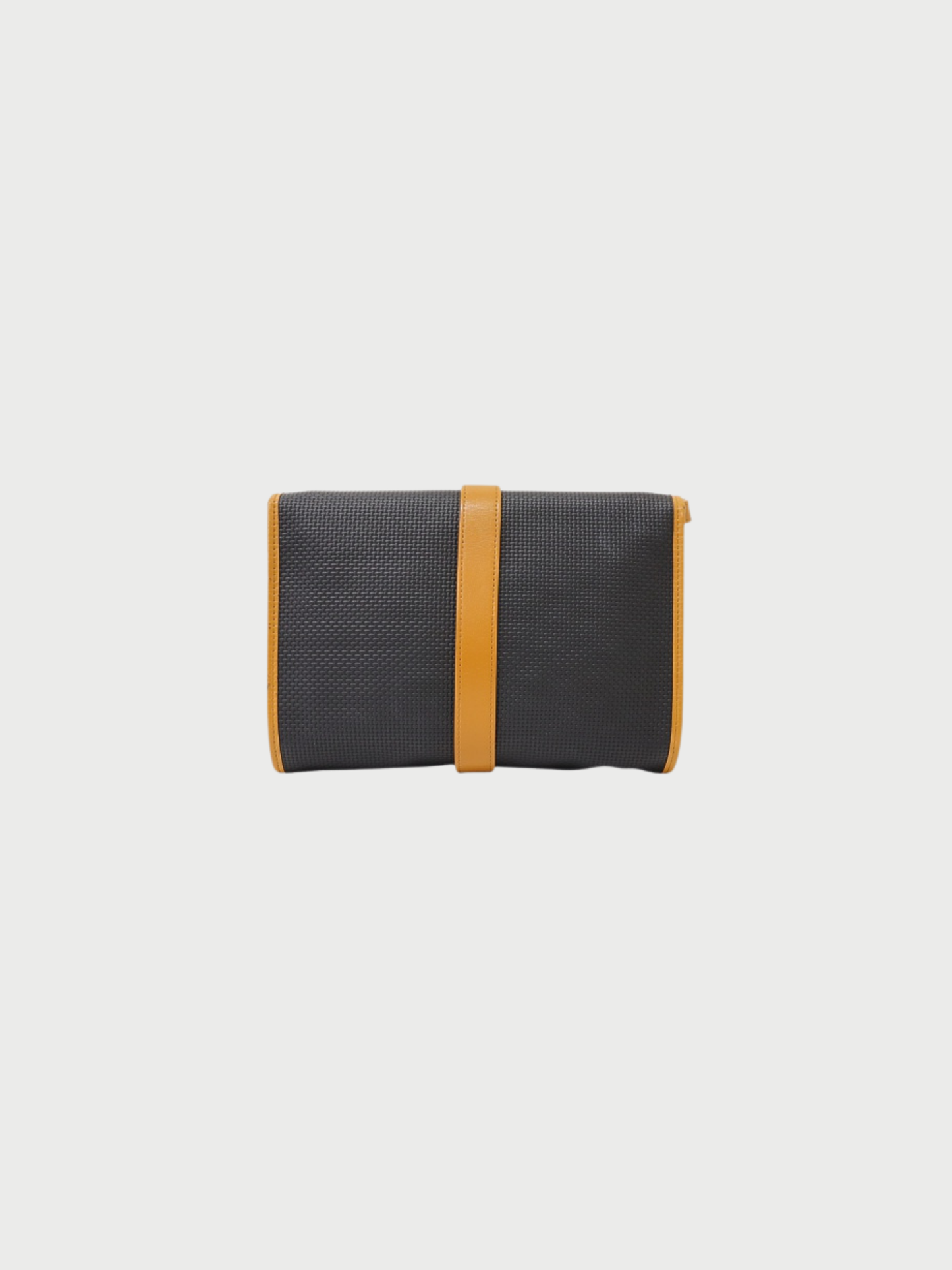 Yves Saint Laurent 1990s Black Brown PVC Leather Logo Shoulder Bag