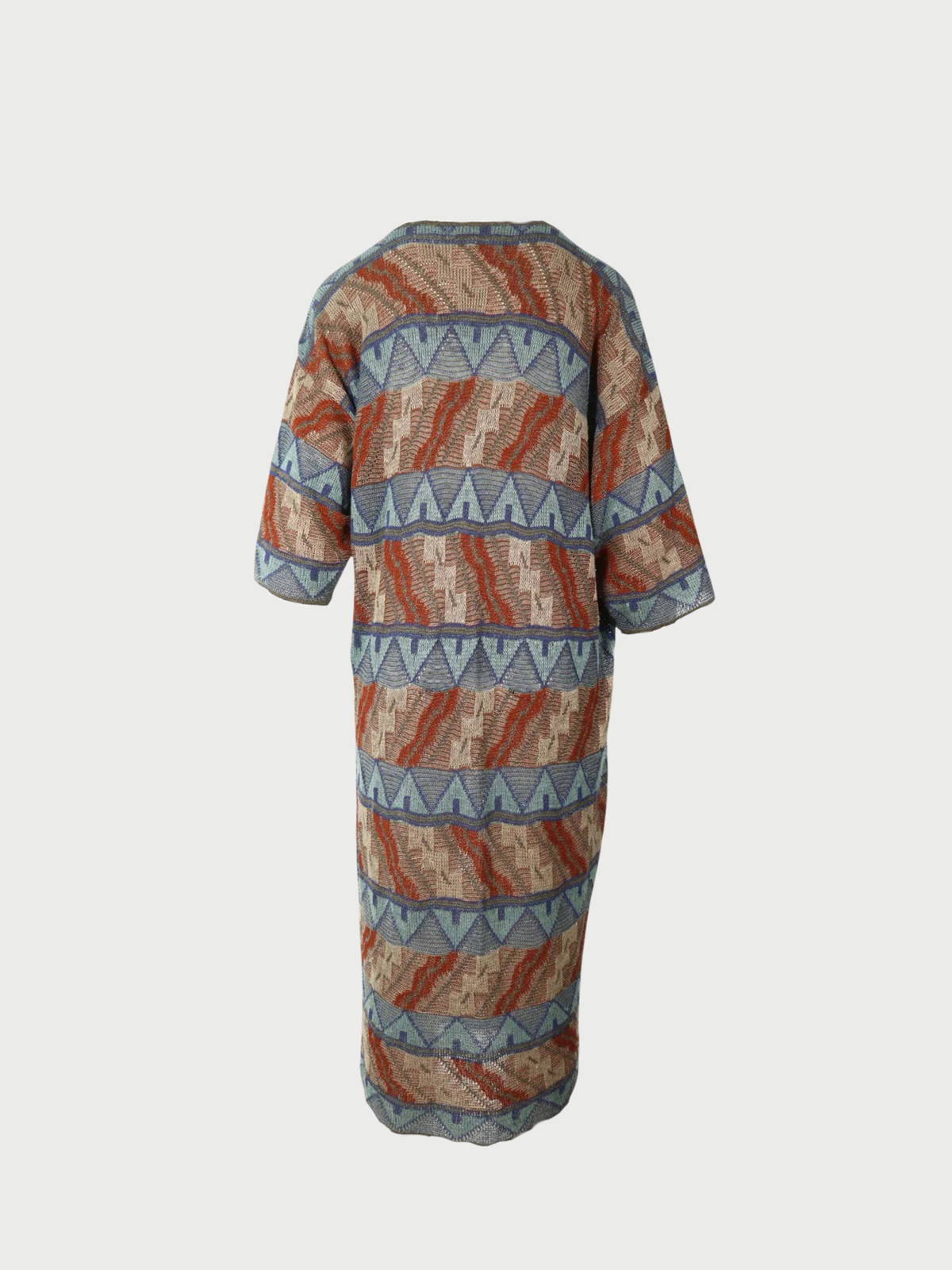 Issey Miyake 1970s Brown Orange Blue Dress