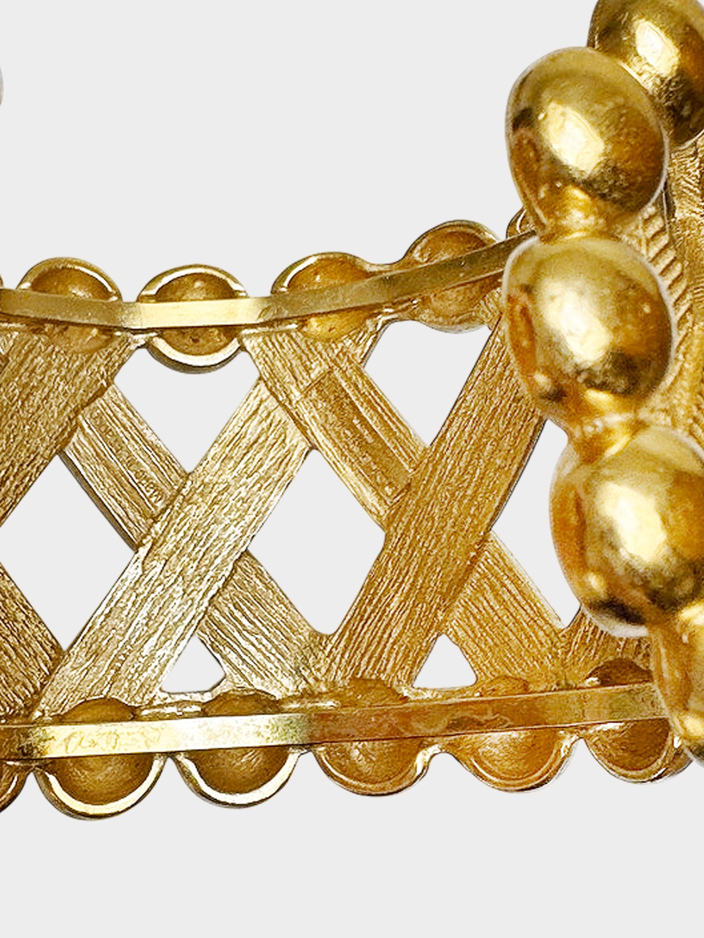 Balenciaga 2000s Gold Crisscross and Stud Necklace and Bracelet Set