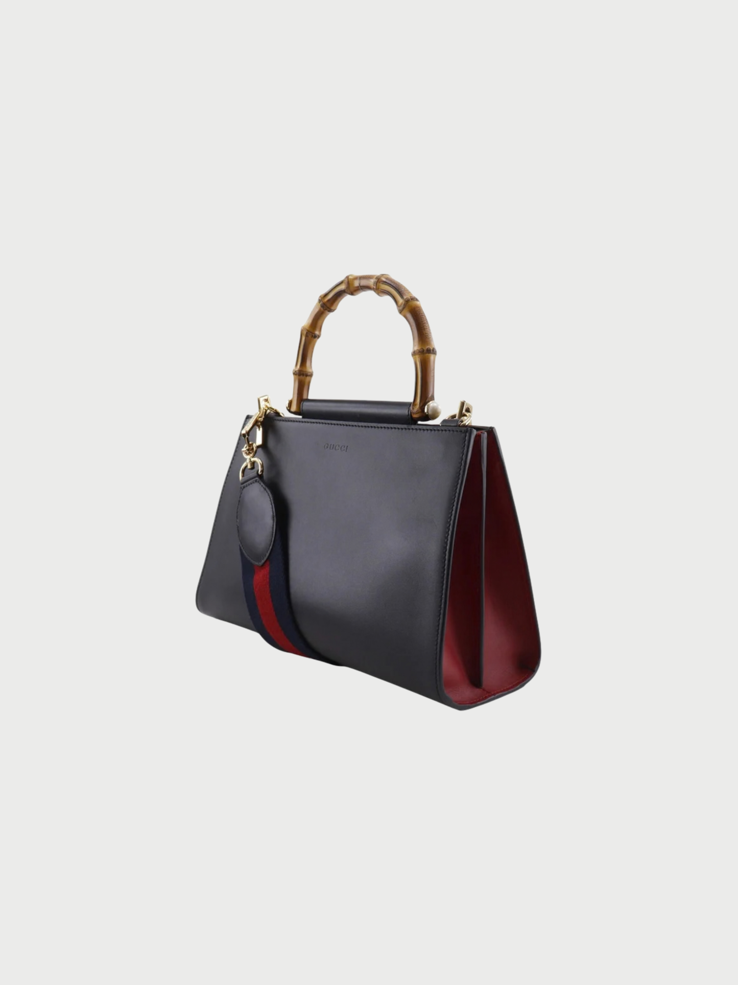 Gucci 2010s Black Calfskin Bamboo Nimfair 2Way Bag
