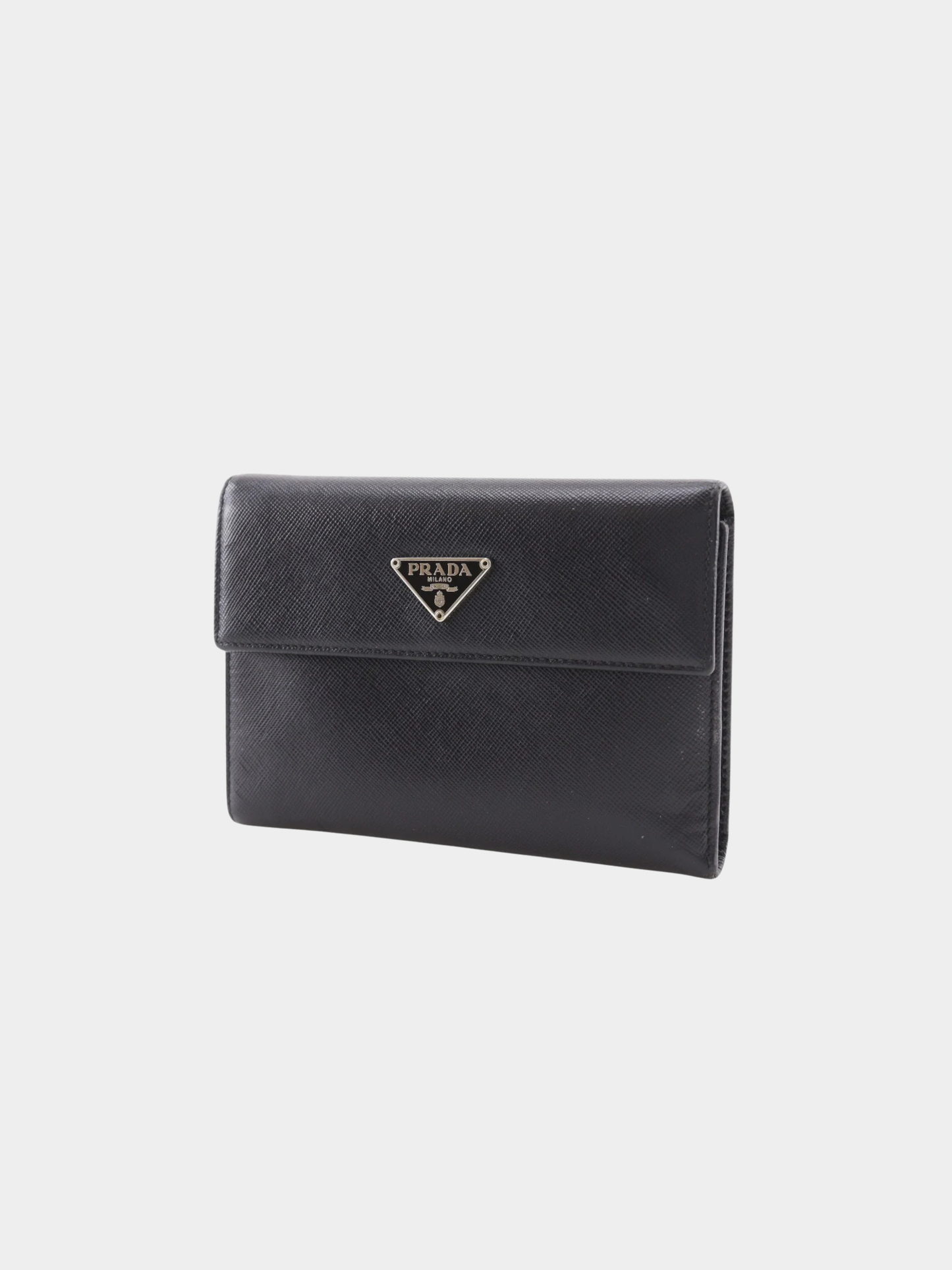 Prada 2000s Black Saffiano Leather Bi-Fold Wallet