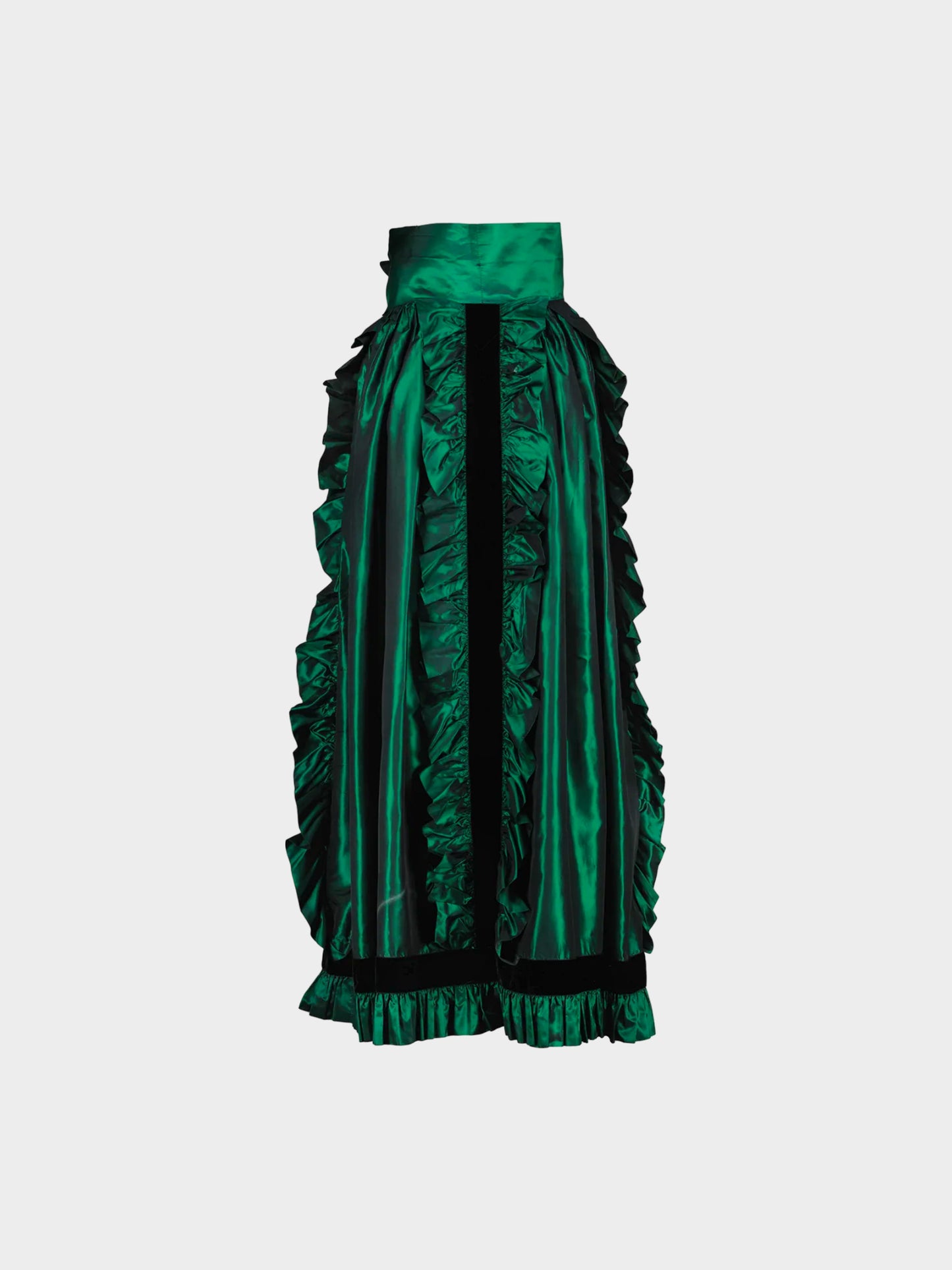 Yves Saint Laurent 1970s Green Ruffled Taffeta Skirt