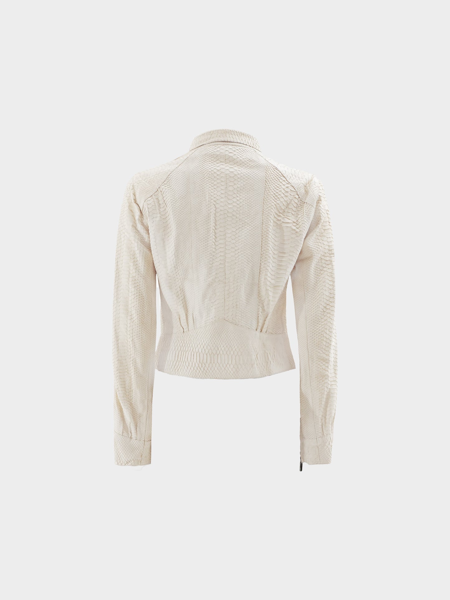 Fendi Early 2000s Off White Snakeskin Zip-up Cropped Jacket
