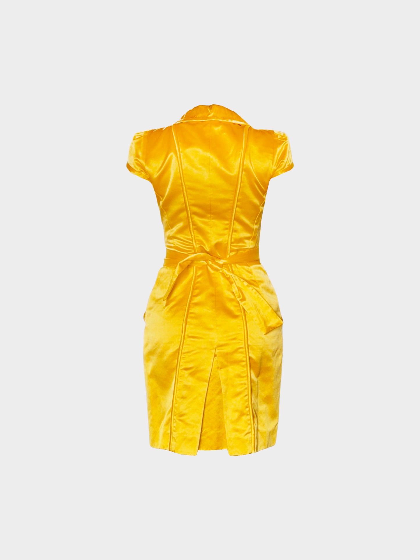 Louis Vuitton by Marc Jacobs SS 2003 Runway Golden Yellow Satin Mid-Length Dress