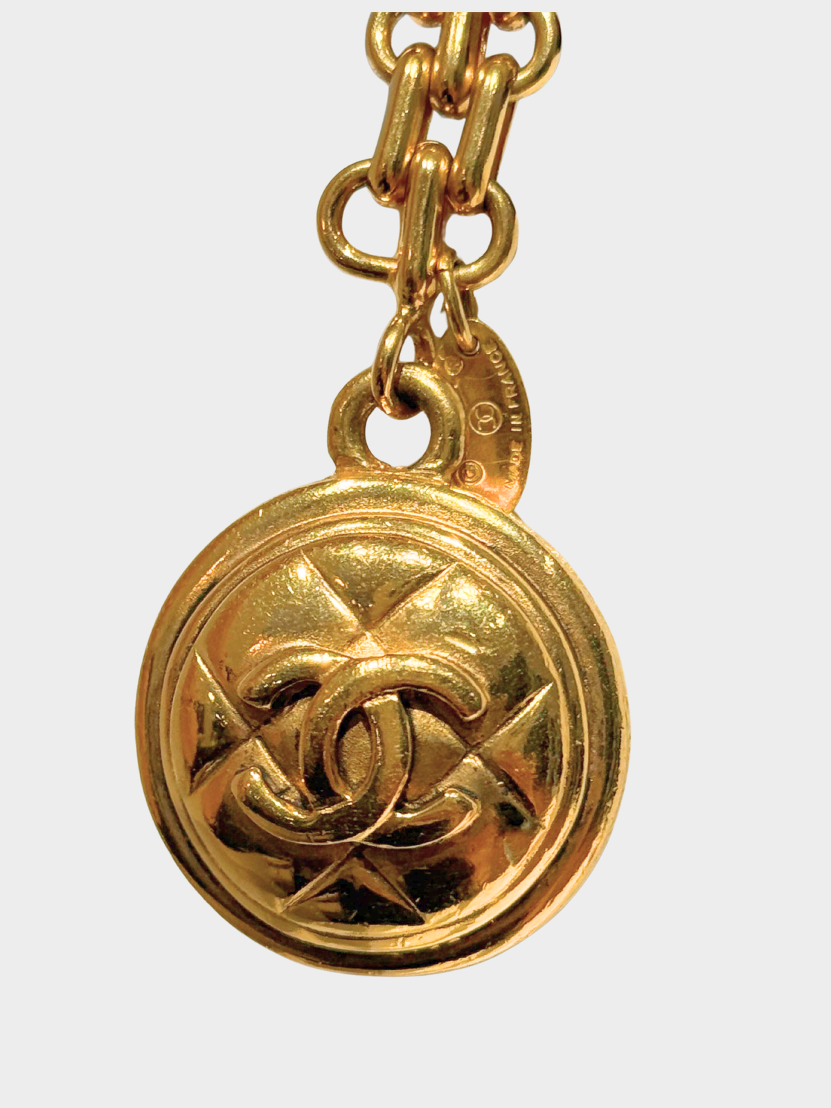 Chanel 1990s Gold Matelassé CC Coin Keychain Bag Charm