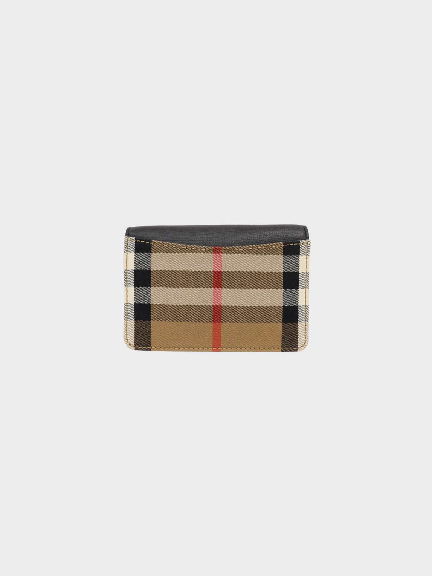 Burberry 2010s Beige Black Check Canvas Leather Chain Wallet