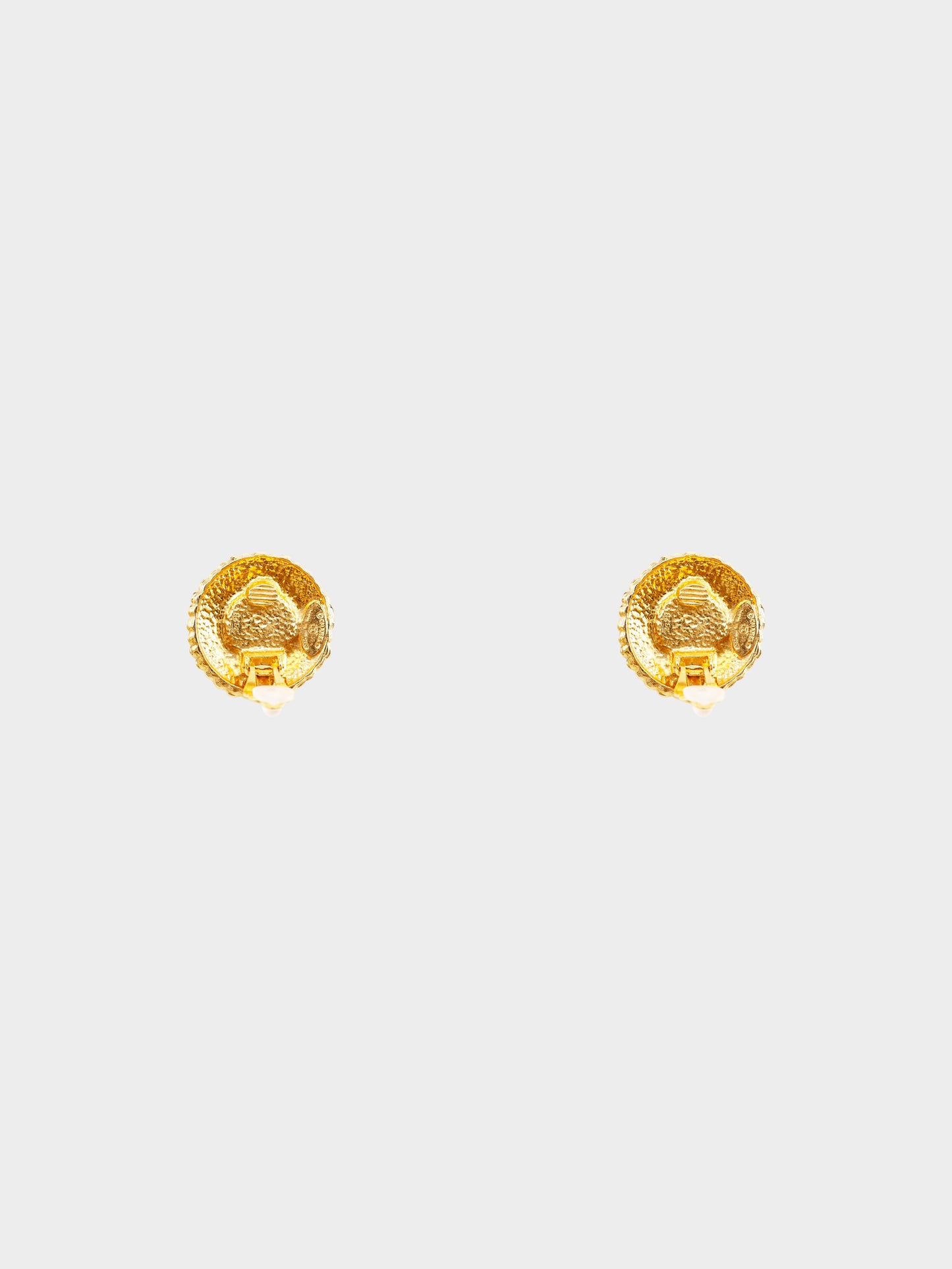 Chanel 1980s Gold and Hammered Faux Pearl Clip-on Earrings