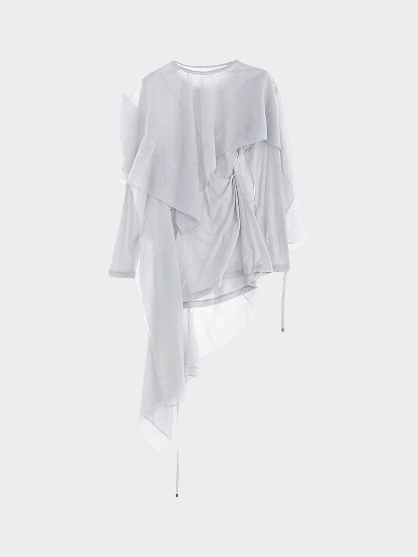 Issey Miyake SS 2024 Grey Cut and Sewn Sheer Top