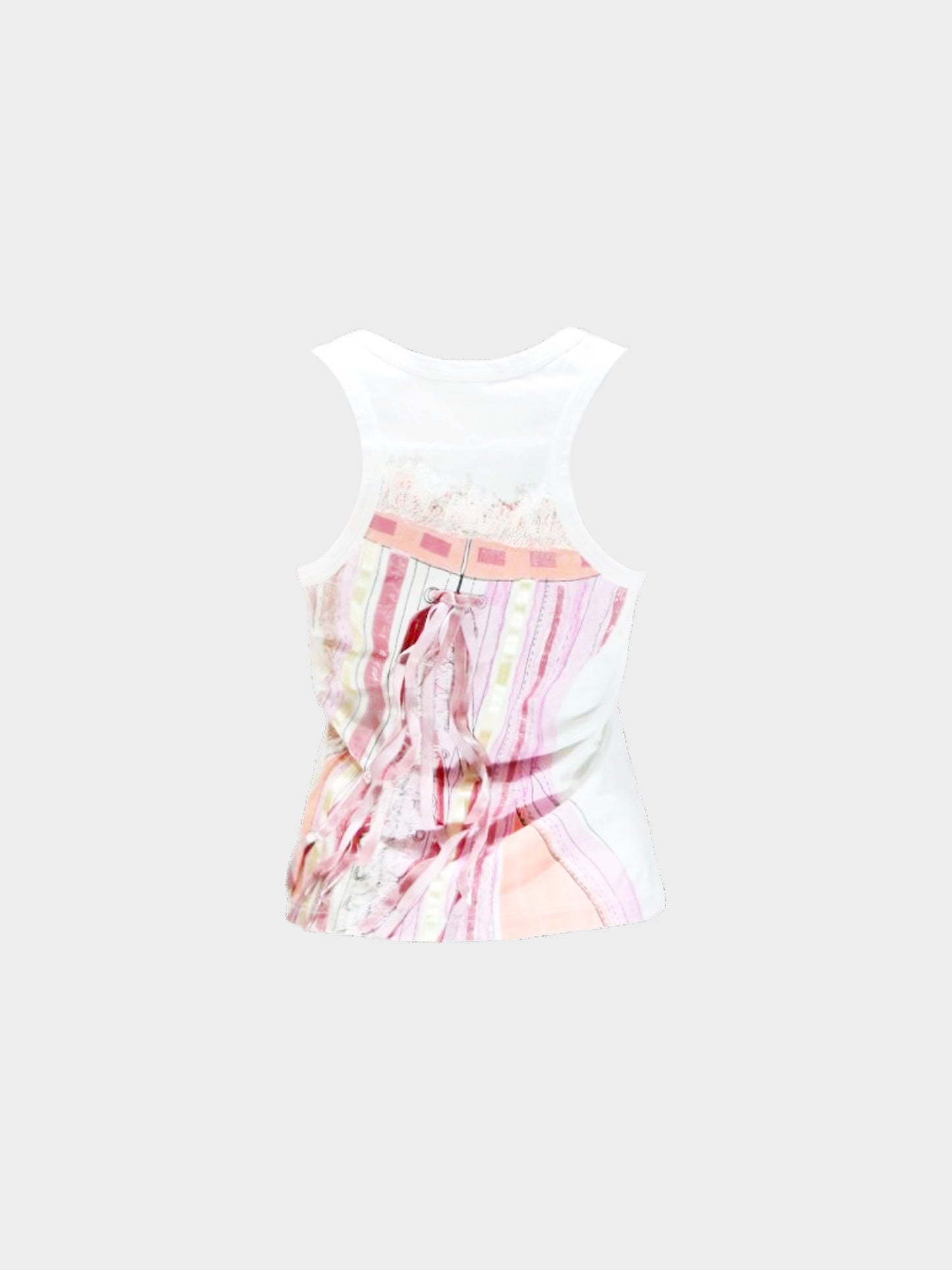 Christian Dior by John Galliano 2002 Rare White and Pink Bustier Tank Top