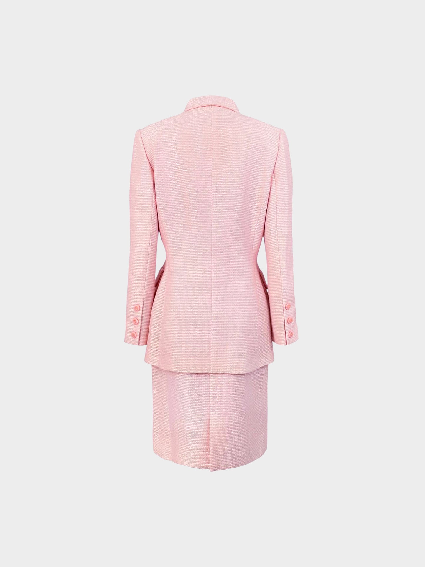 Christian Dior 1990s Pink Tweed Jacket and Skirt Set