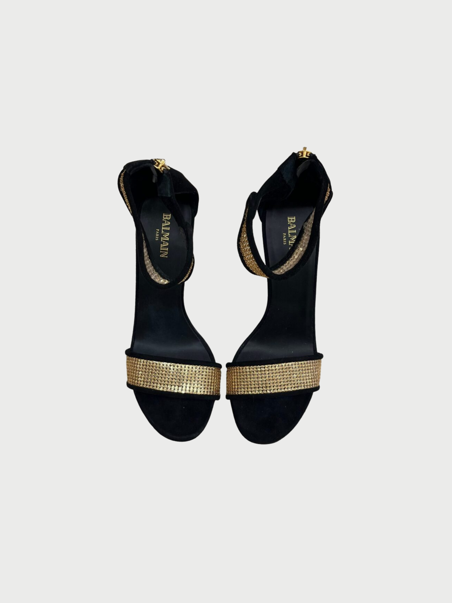 Balmain 2010s Black Suede Samara Platform Wedge Sandals
