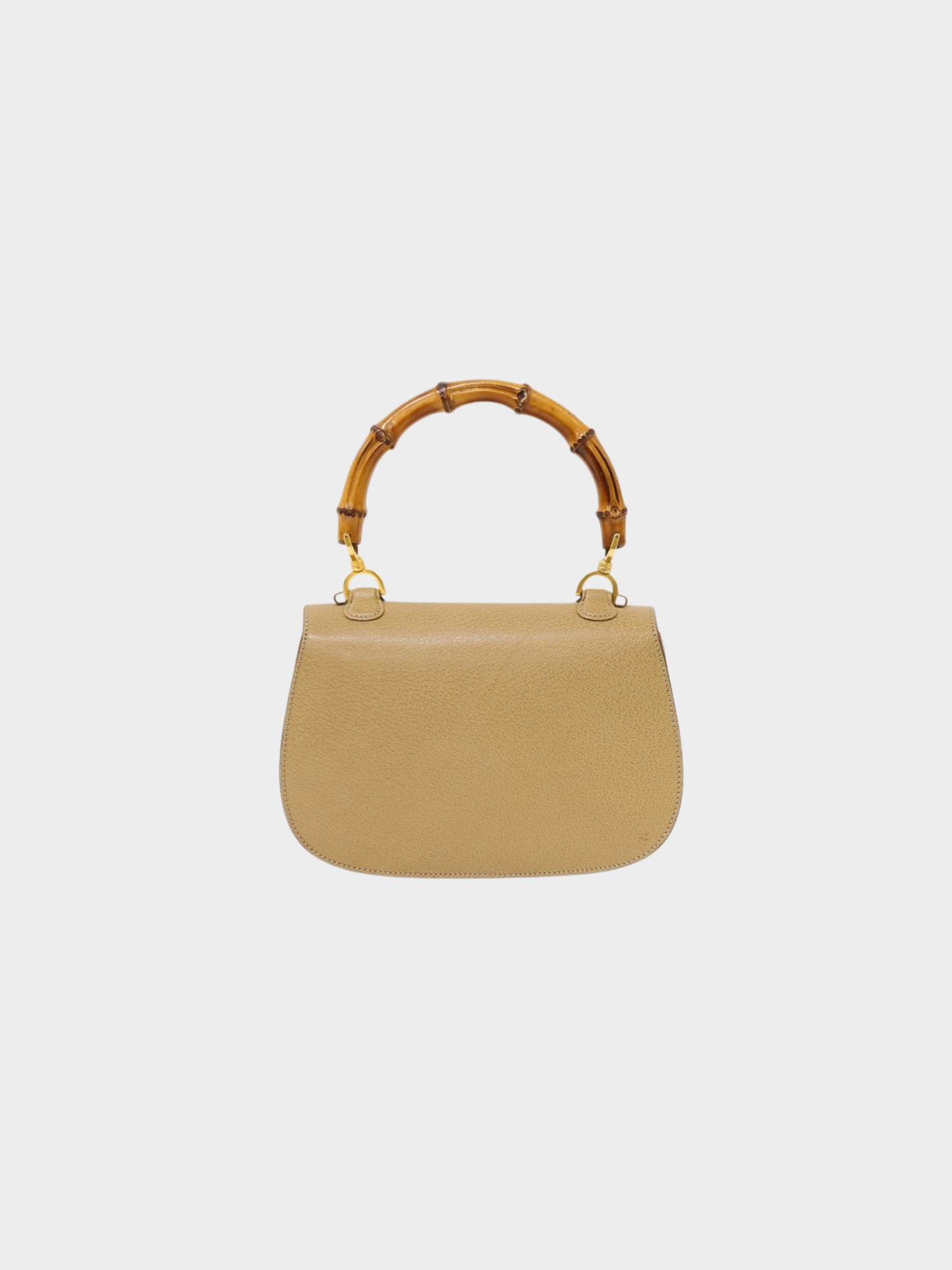 Gucci 2000s Beige Leather Bamboo Turn Lock 2-Way Bag