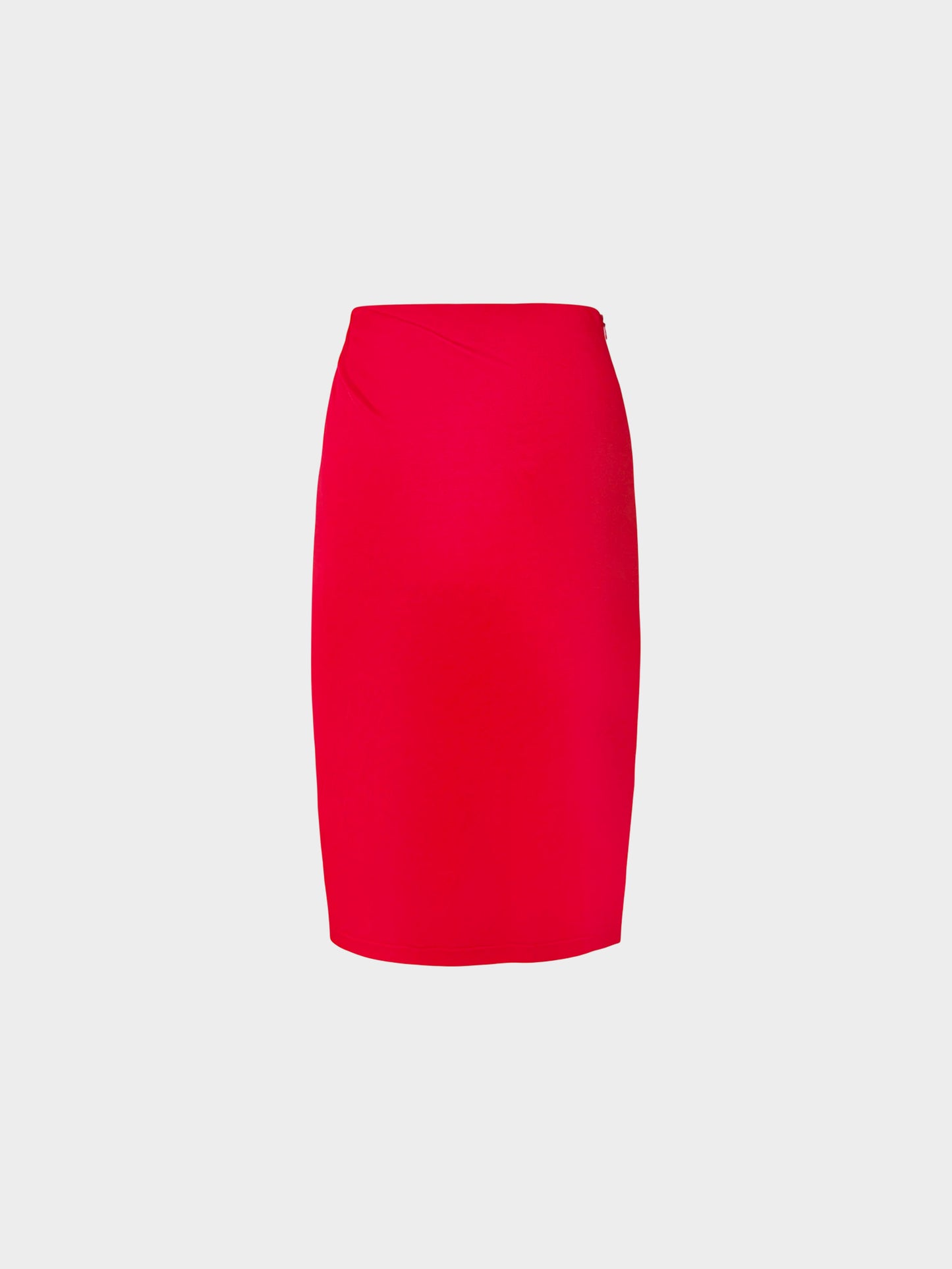 Versace 2000s Red Satin Side Knot Detail Mid-length Skirt