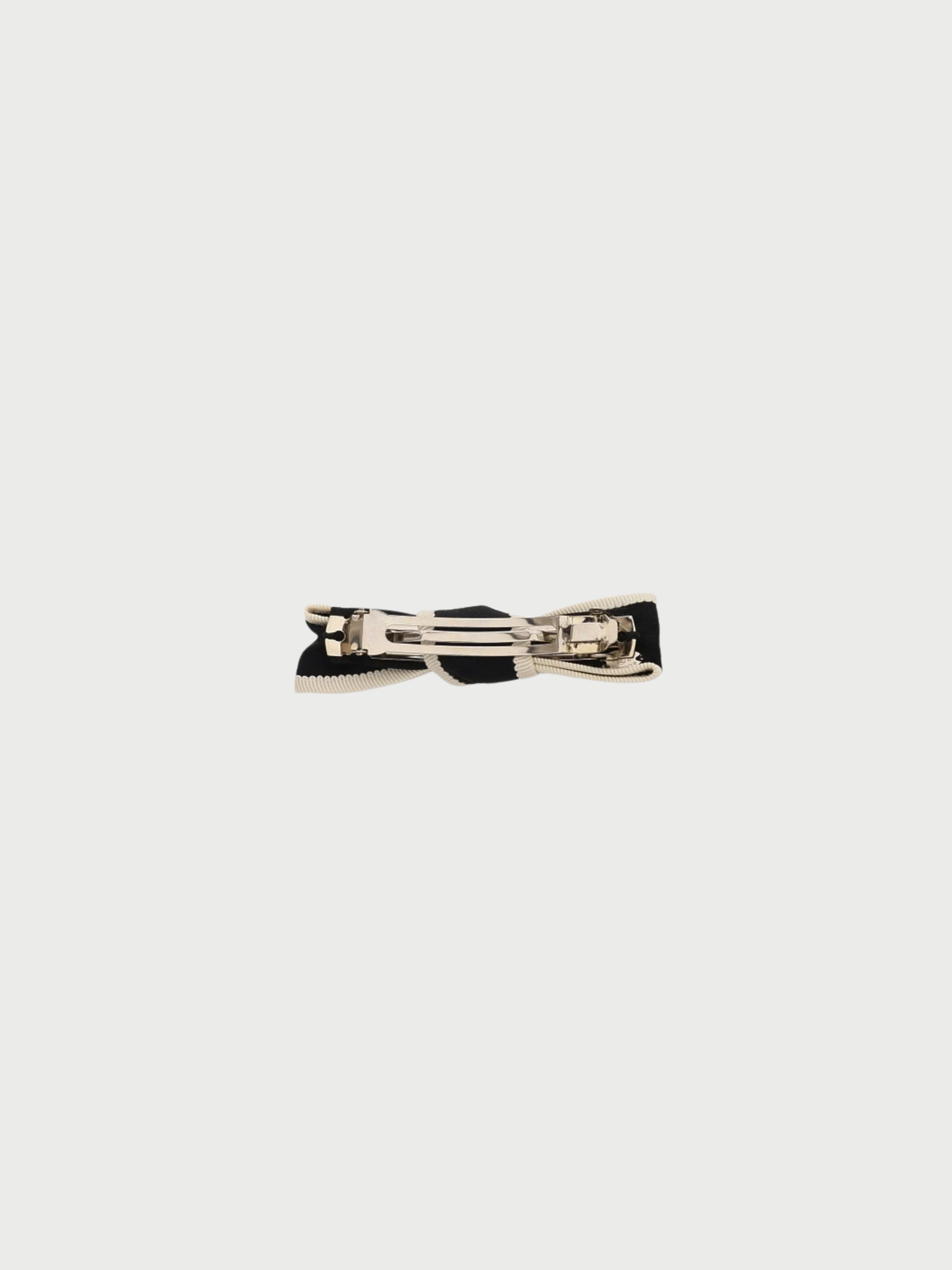 Chanel 2000s Black White Silk Ribbon Barrette