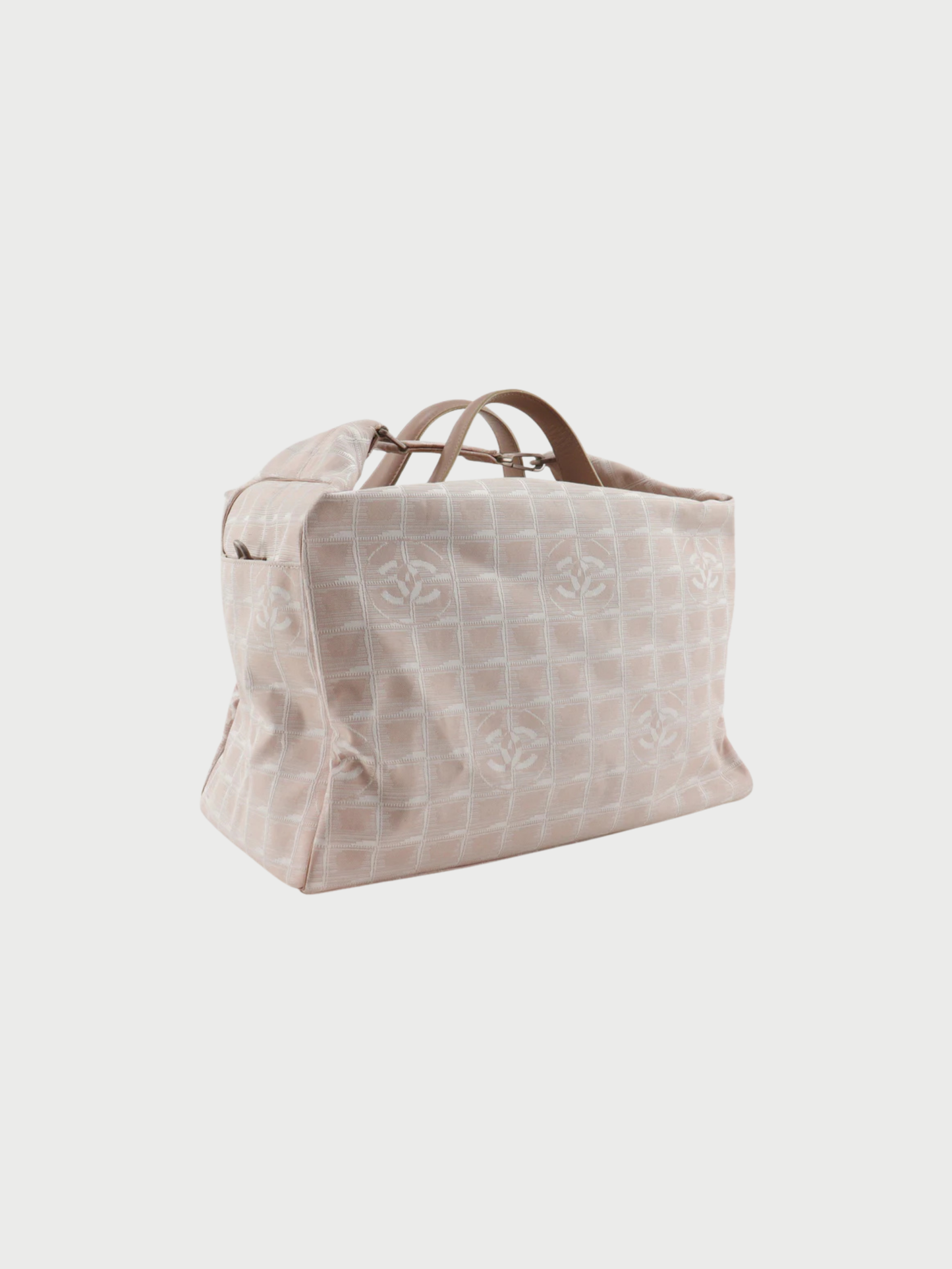 Chanel 2000s Beige Nylon Canvas New Travel Line Boston Bag