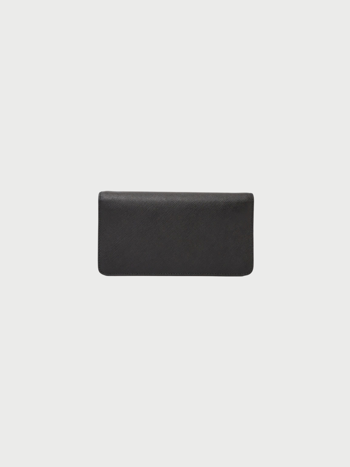 Prada 2020s Black Saffiano Leather Logo Chain Wallet