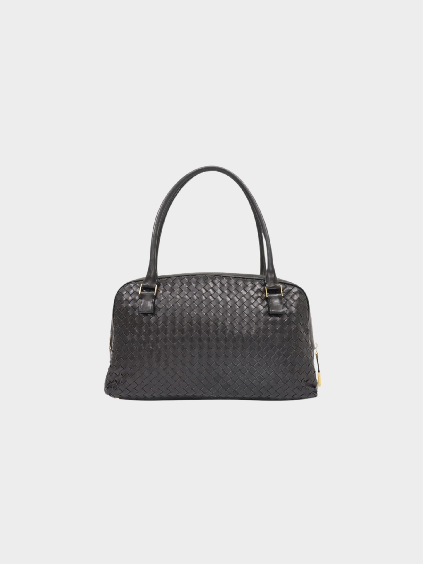 Bottega Veneta 2000s Black Intrecciato Leather Handbag