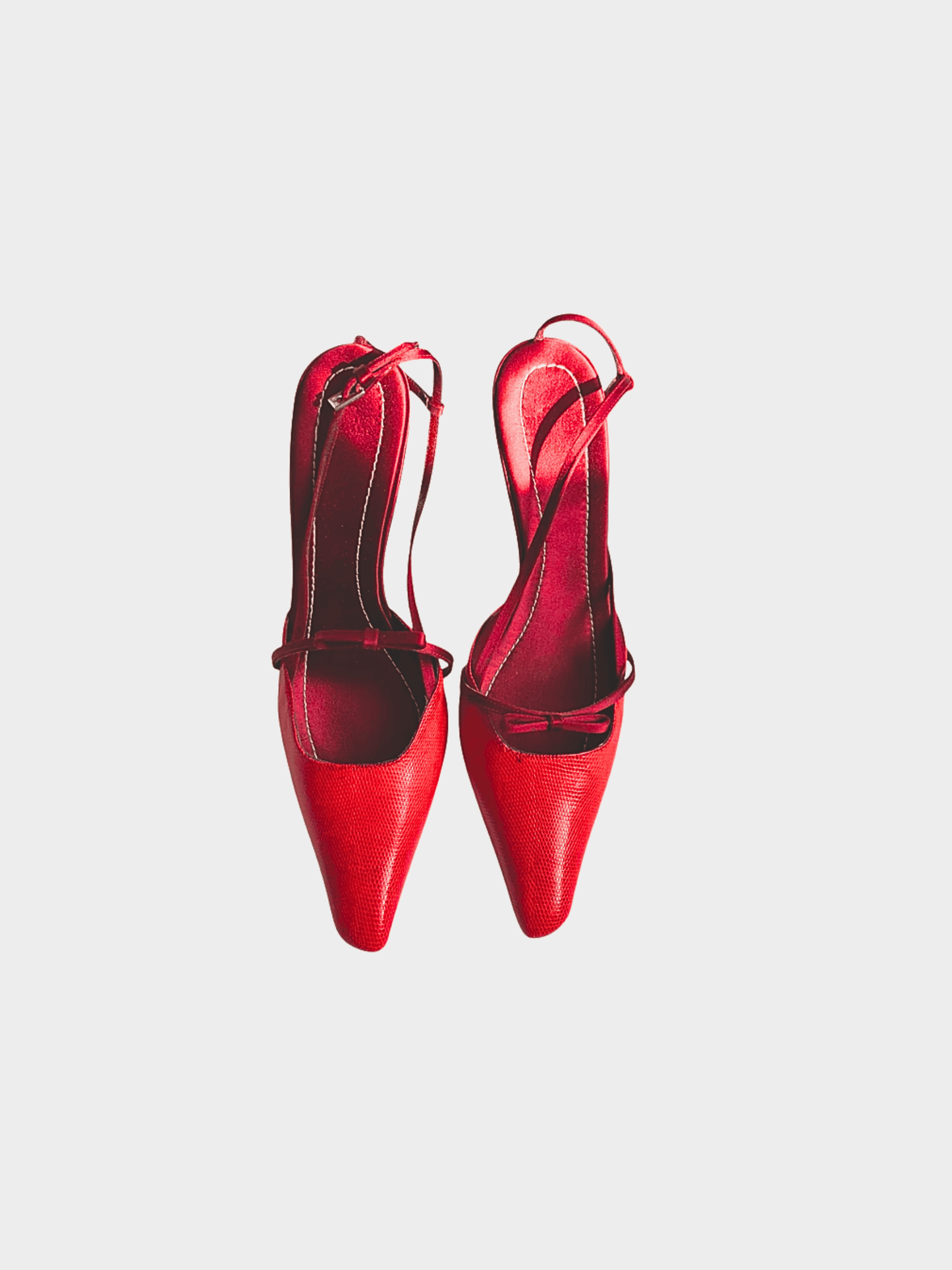 Valentino 2000s Red Bow Tie Slingback Heels