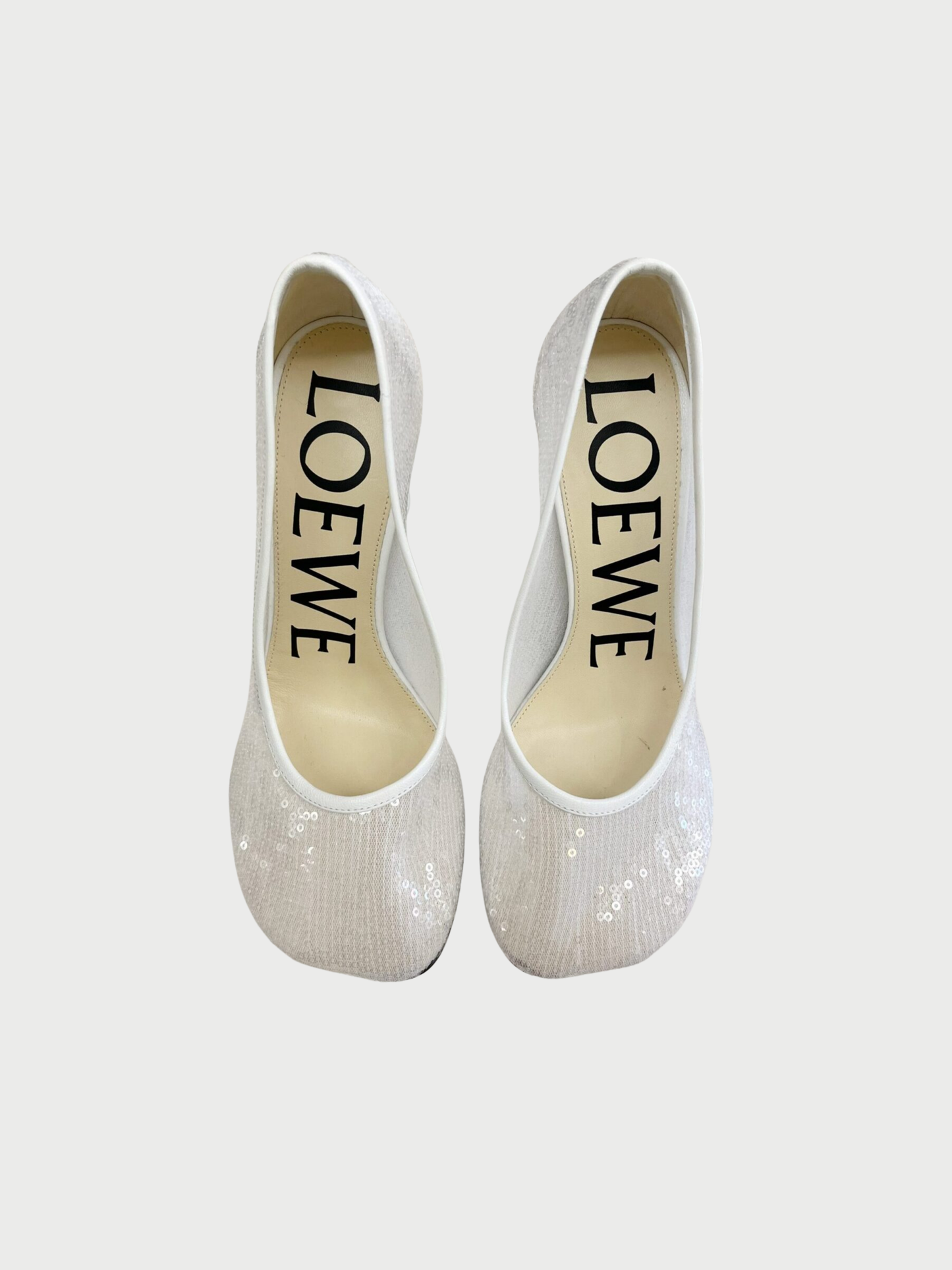 Loewe 2020s White Sequin Mesh Toy Pumps
