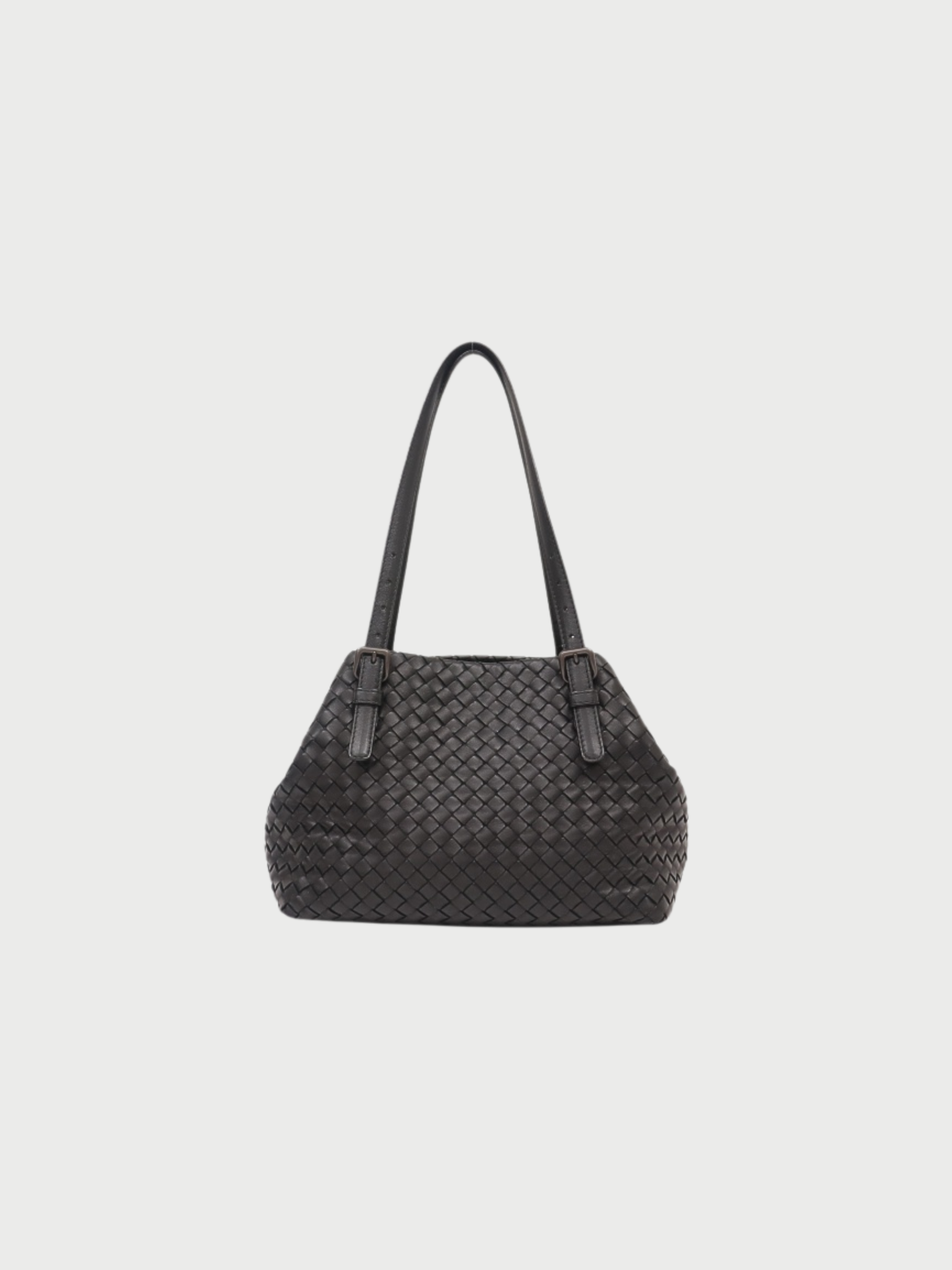 Bottega Veneta 2000s Black Leather Intrecciato Handbag