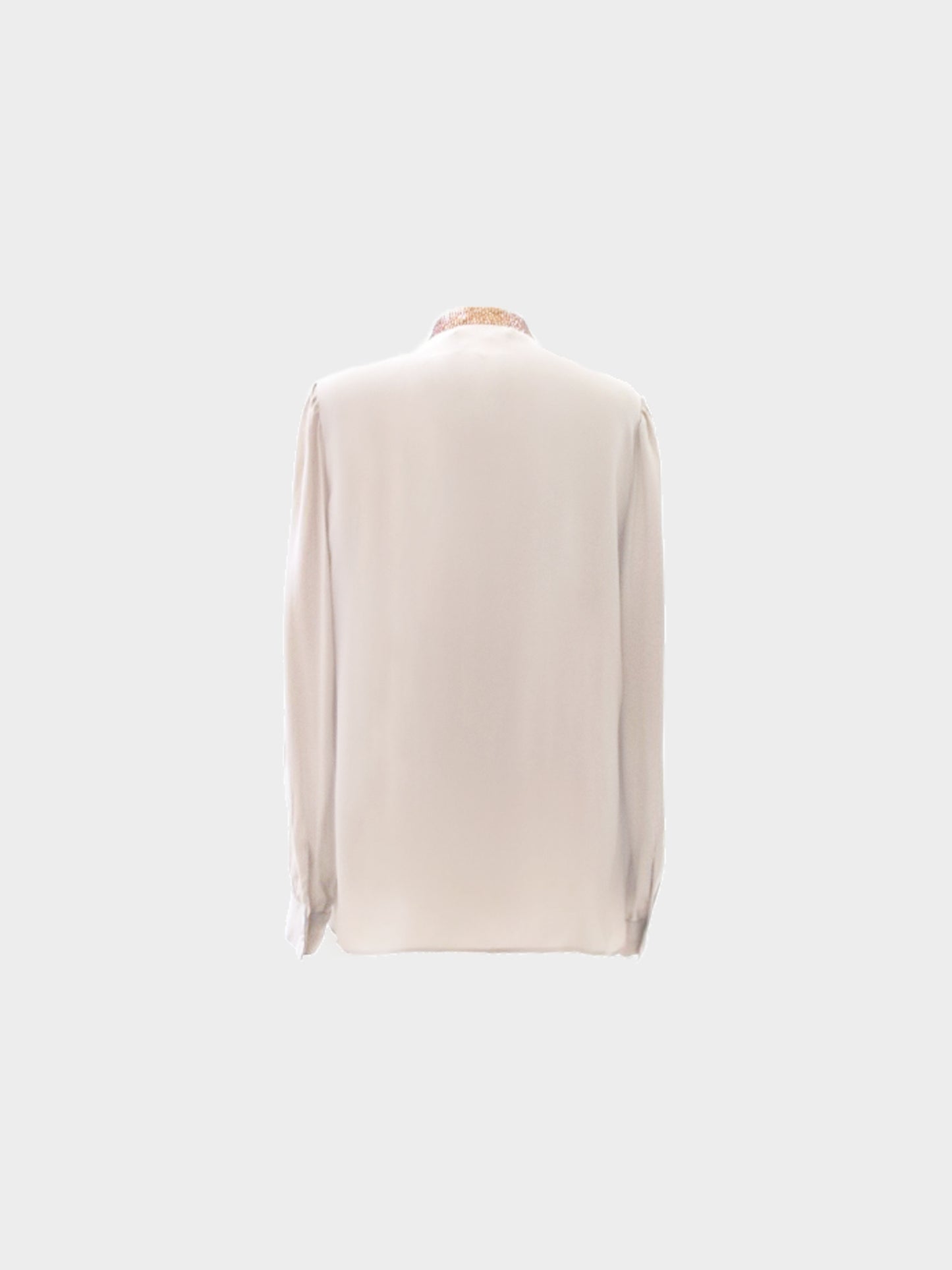 Chloé 2000s Beige Silk Shirt with Brown Sequined Collar