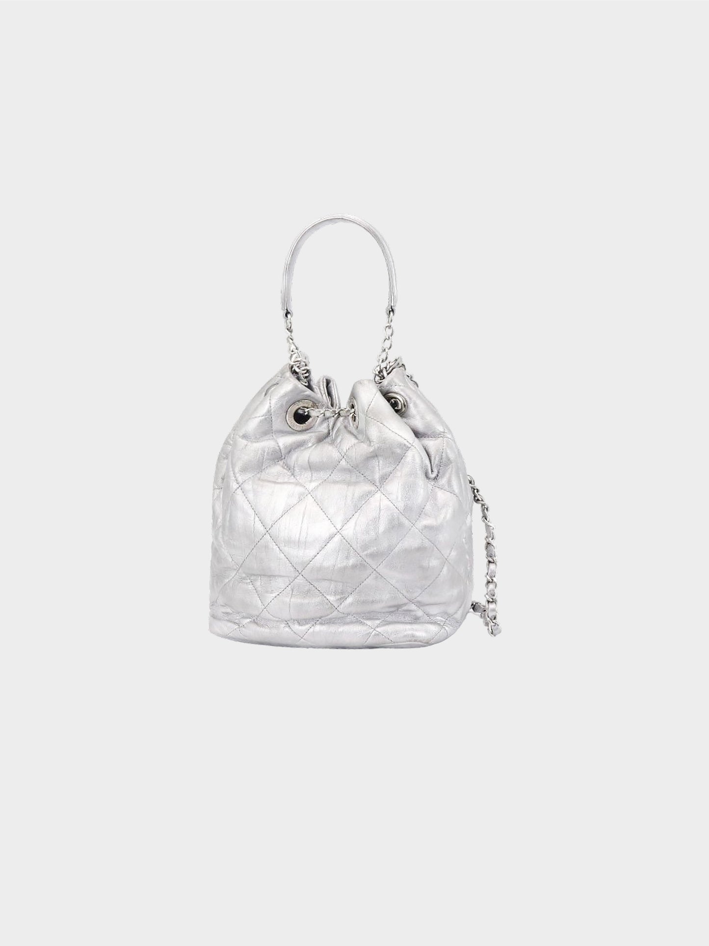 Chanel 2017-2018 Silver 2-Way Drawstring Bucket Bag