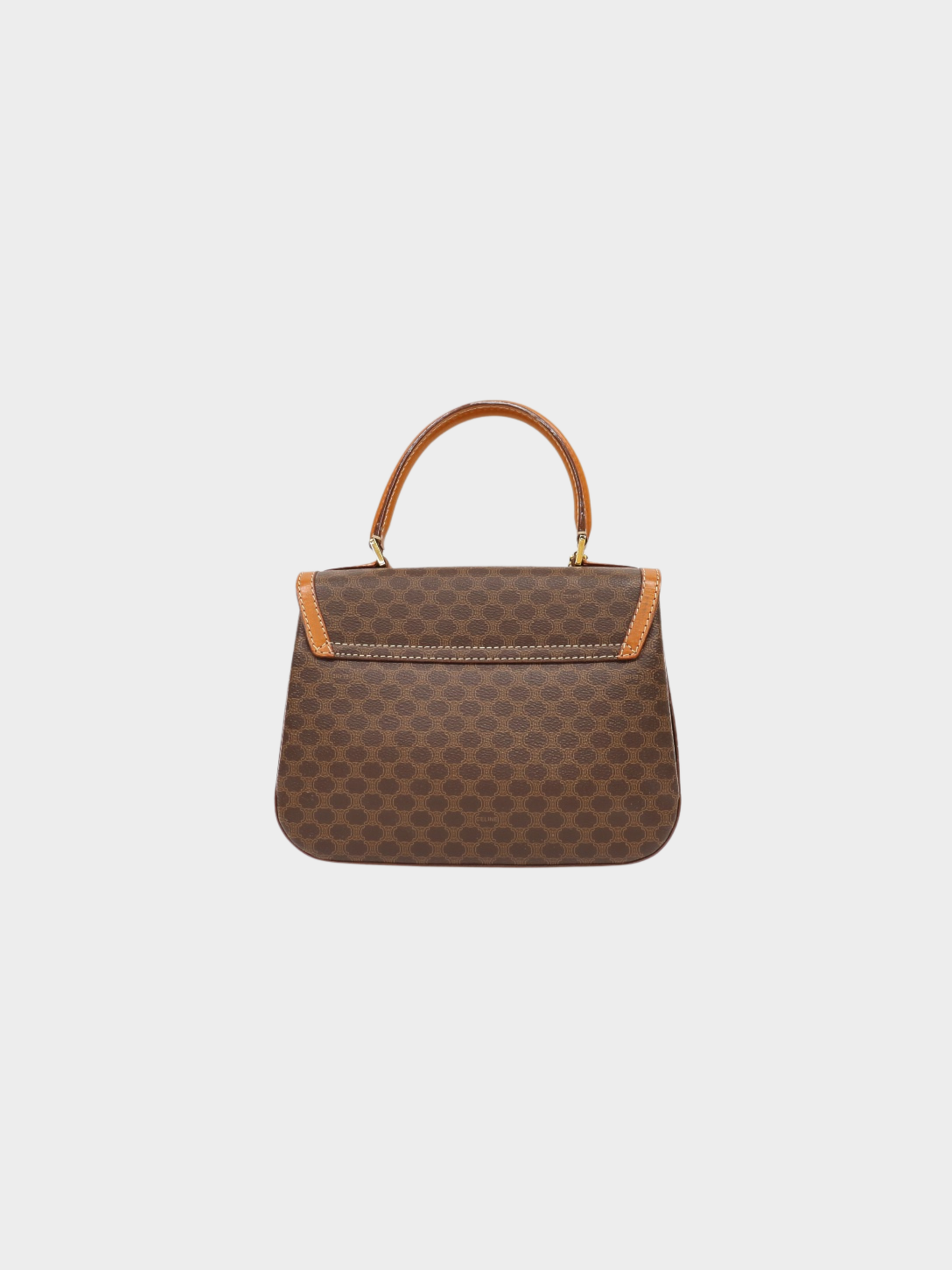 Celine 2000s Brown Macadam Leather PVC Turn Lock 2-Way Bag