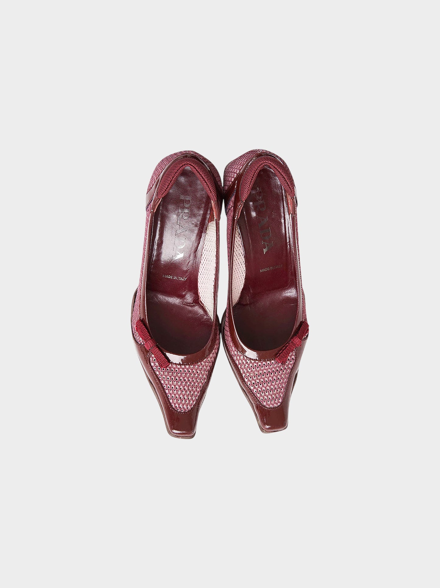 Prada SS 2000 Burgundy Mesh Heels