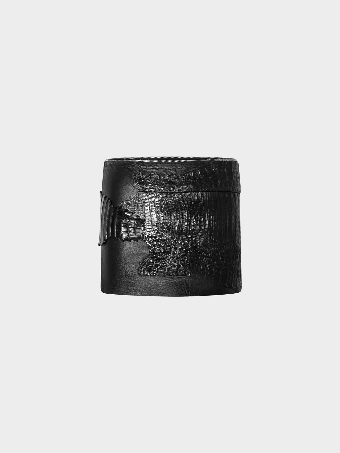 Yves Saint Laurent FW 2015 Black Caiman Mini Leather Skirt