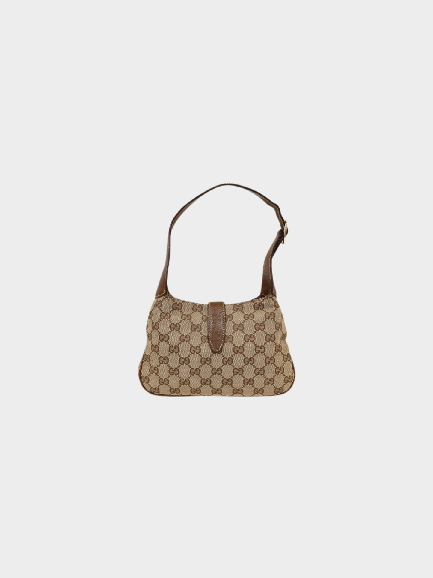 Gucci 2000s Brown Beige GG Canvas New Jackie Shoulder Bag