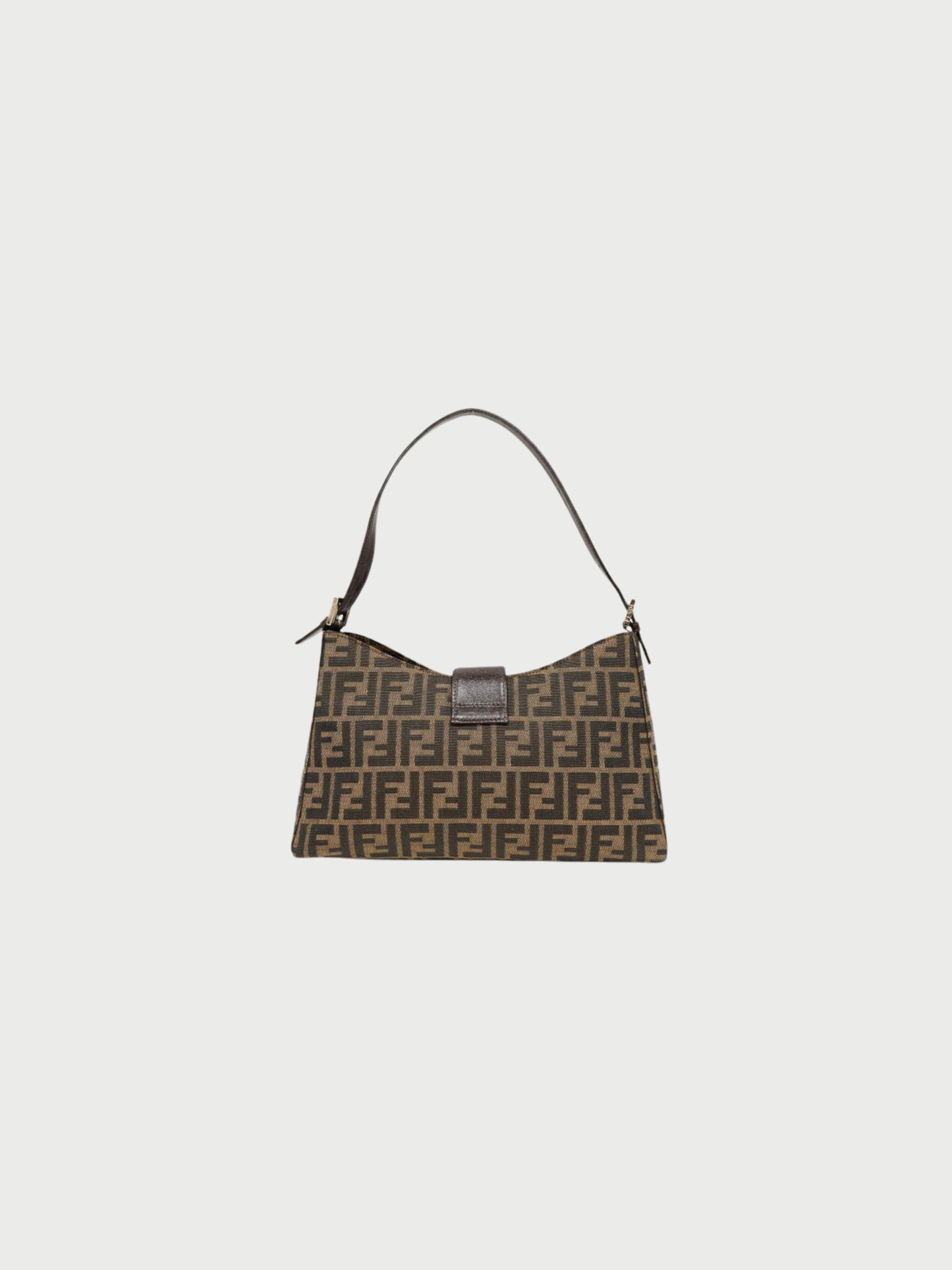 Fendi 2000s Brown Canvas Leather Zucca One-Shoulder Bag