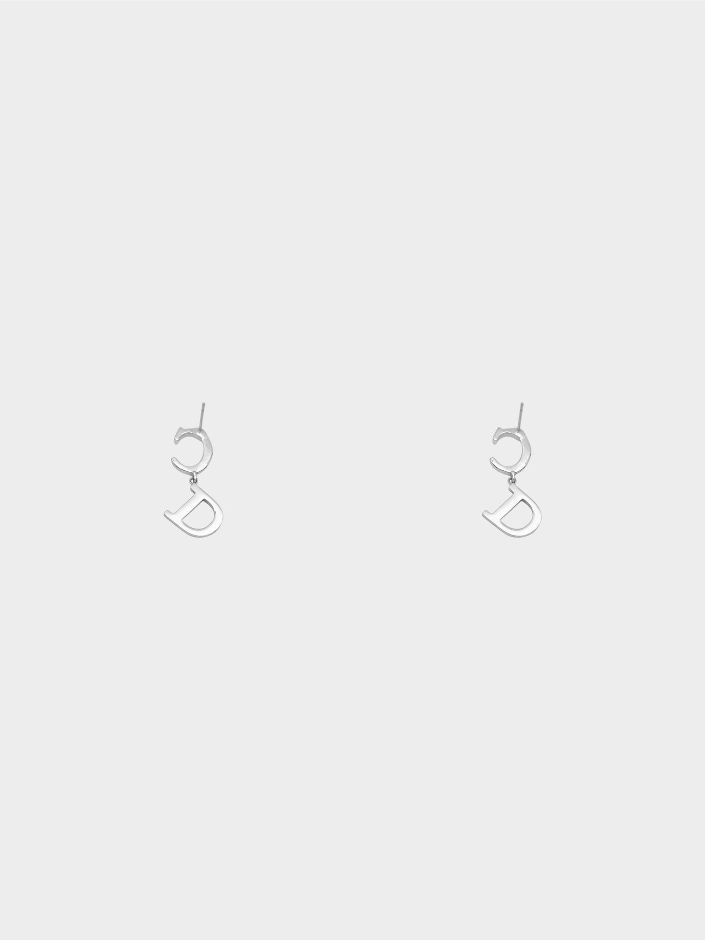Christian Dior 2000s Silver CD Logo Dangle Earrings