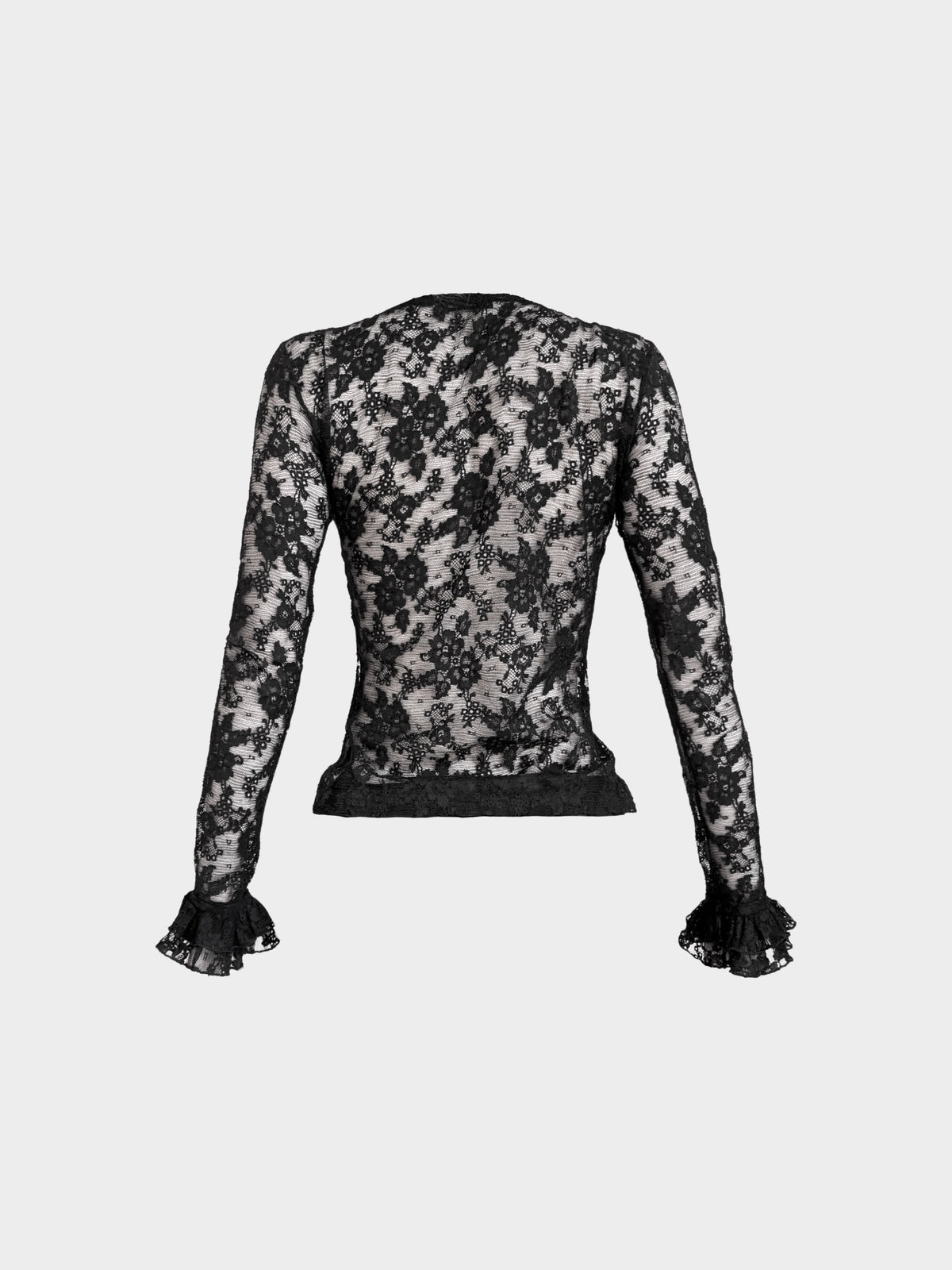 Chantal Thomass 1990s Black Floral Lace Sheer Long-sleeved Top
