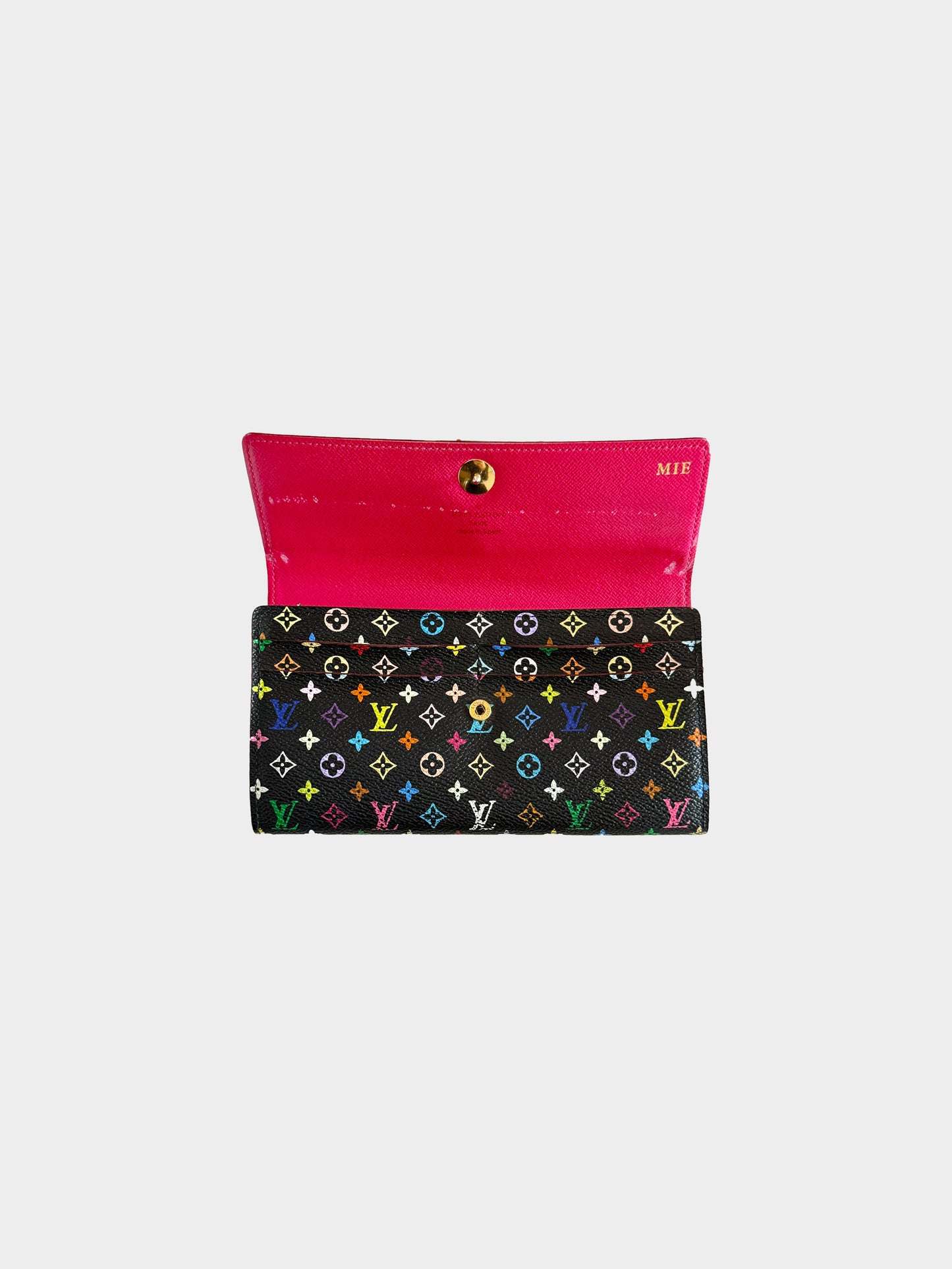 Louis Vuitton Early 2010s Black and Multicolor Murakami Long Wallet