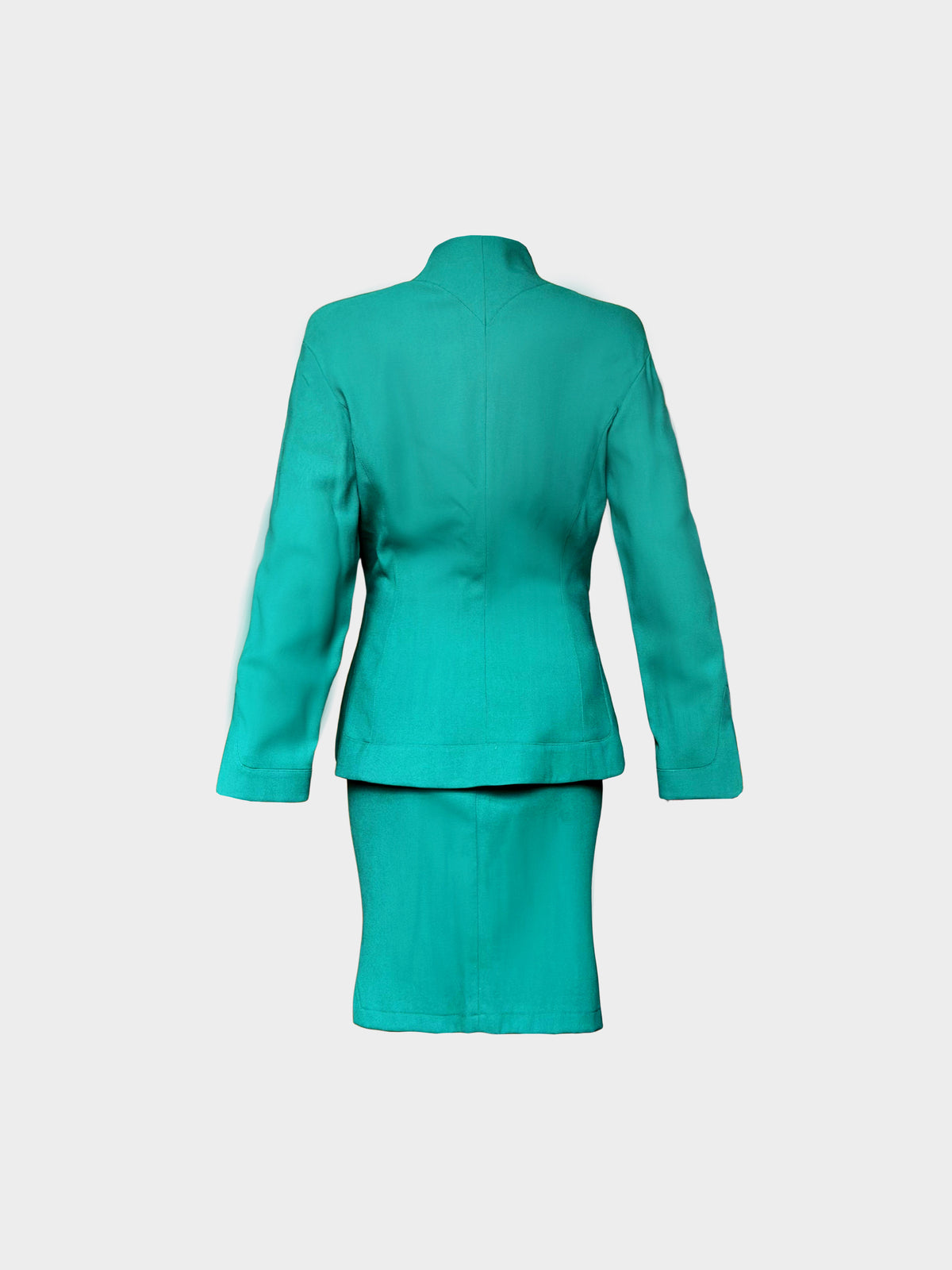 Thierry Mugler Active 1980s Green Cotton Jacket and Skirt Set