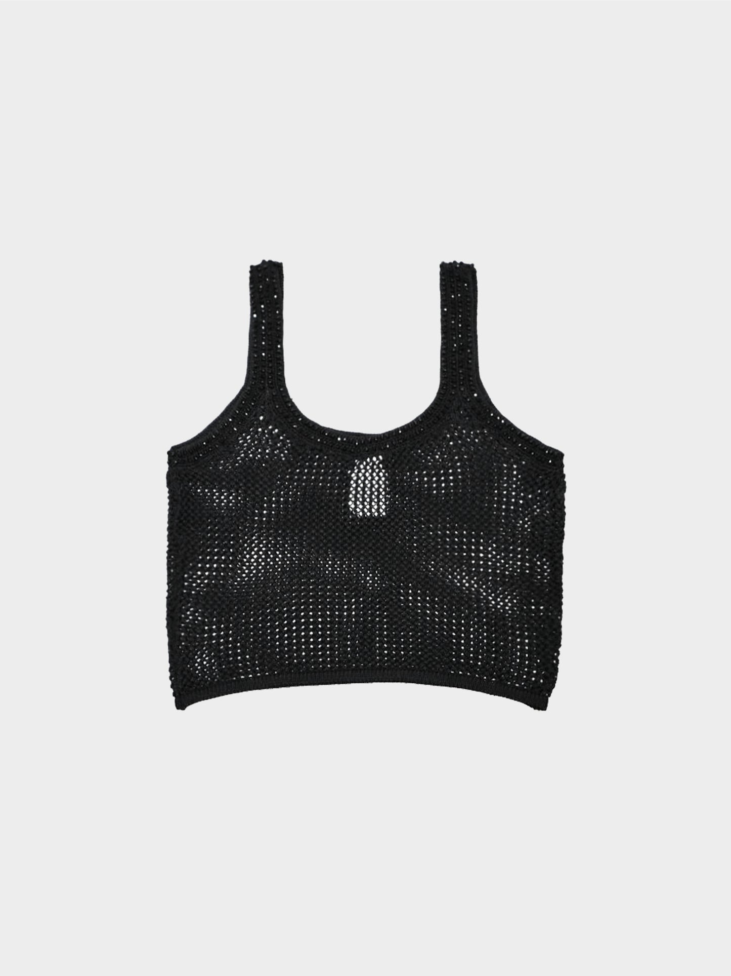 Chanel Spring 2002 Black Beaded Crochet Knit Tank Top