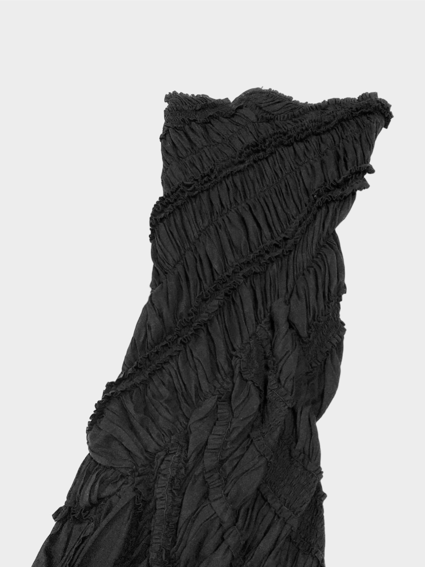 Comme des Garçons 2010 Black Ruched Asymmetrical Ruffle Skirt