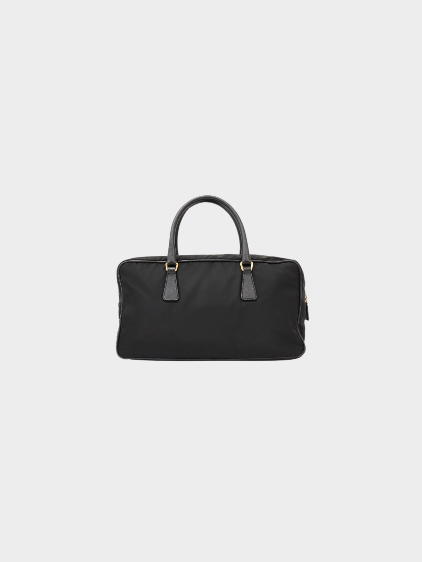 Prada 2000s Black Nylon Leather Triangle Logo Handbag