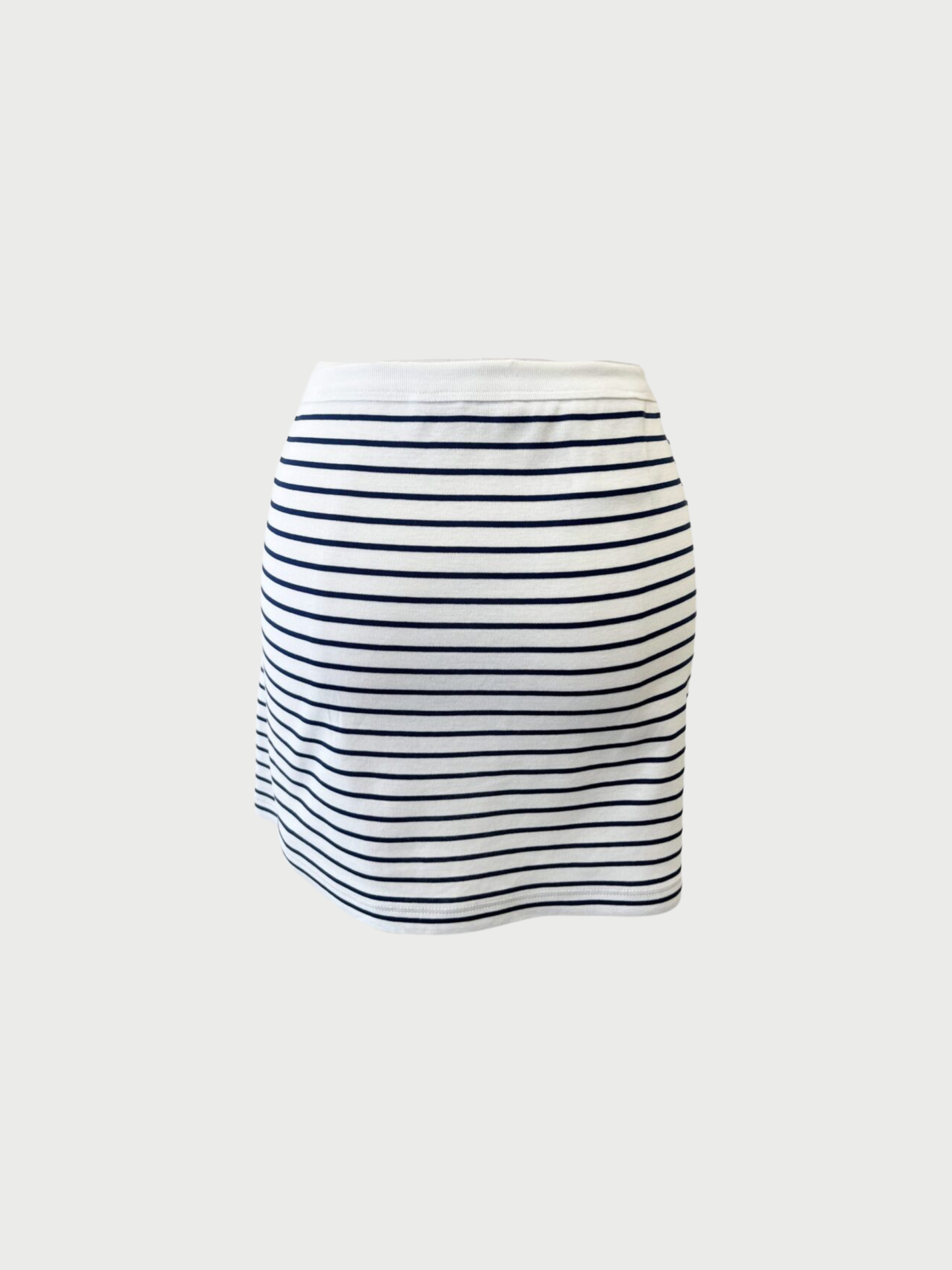 Prada 2020s White Cotton Navy Stripe Mini Skirt